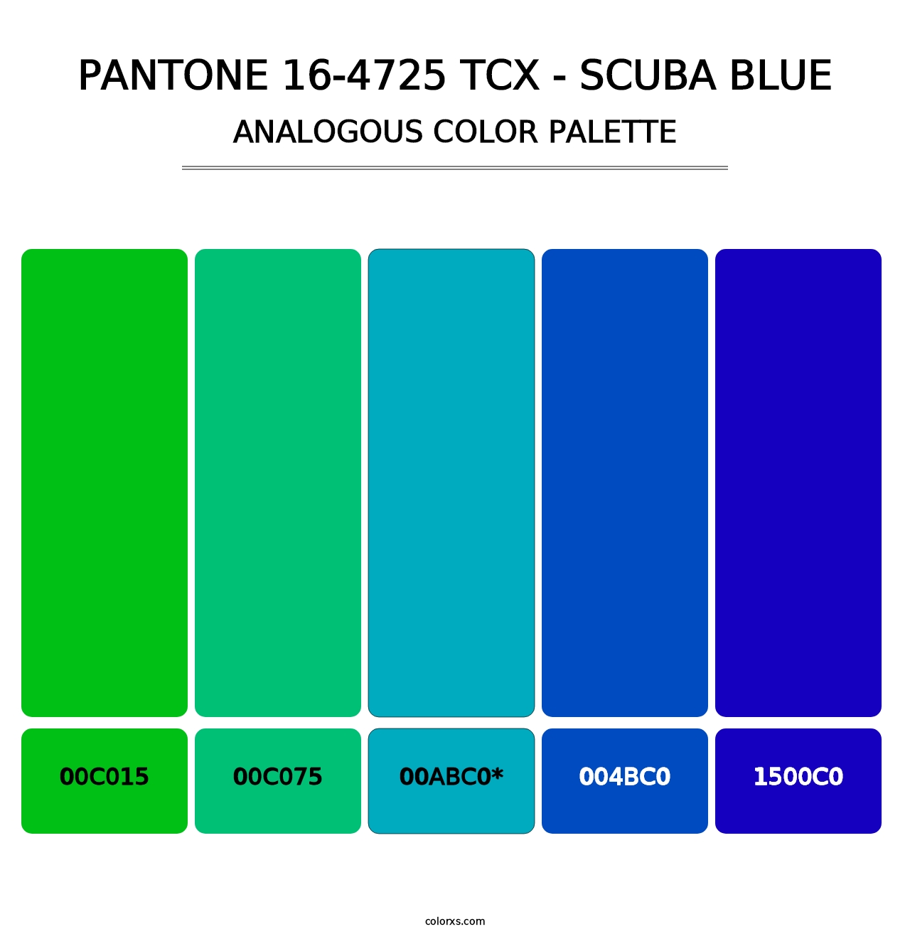 PANTONE 16-4725 TCX - Scuba Blue - Analogous Color Palette