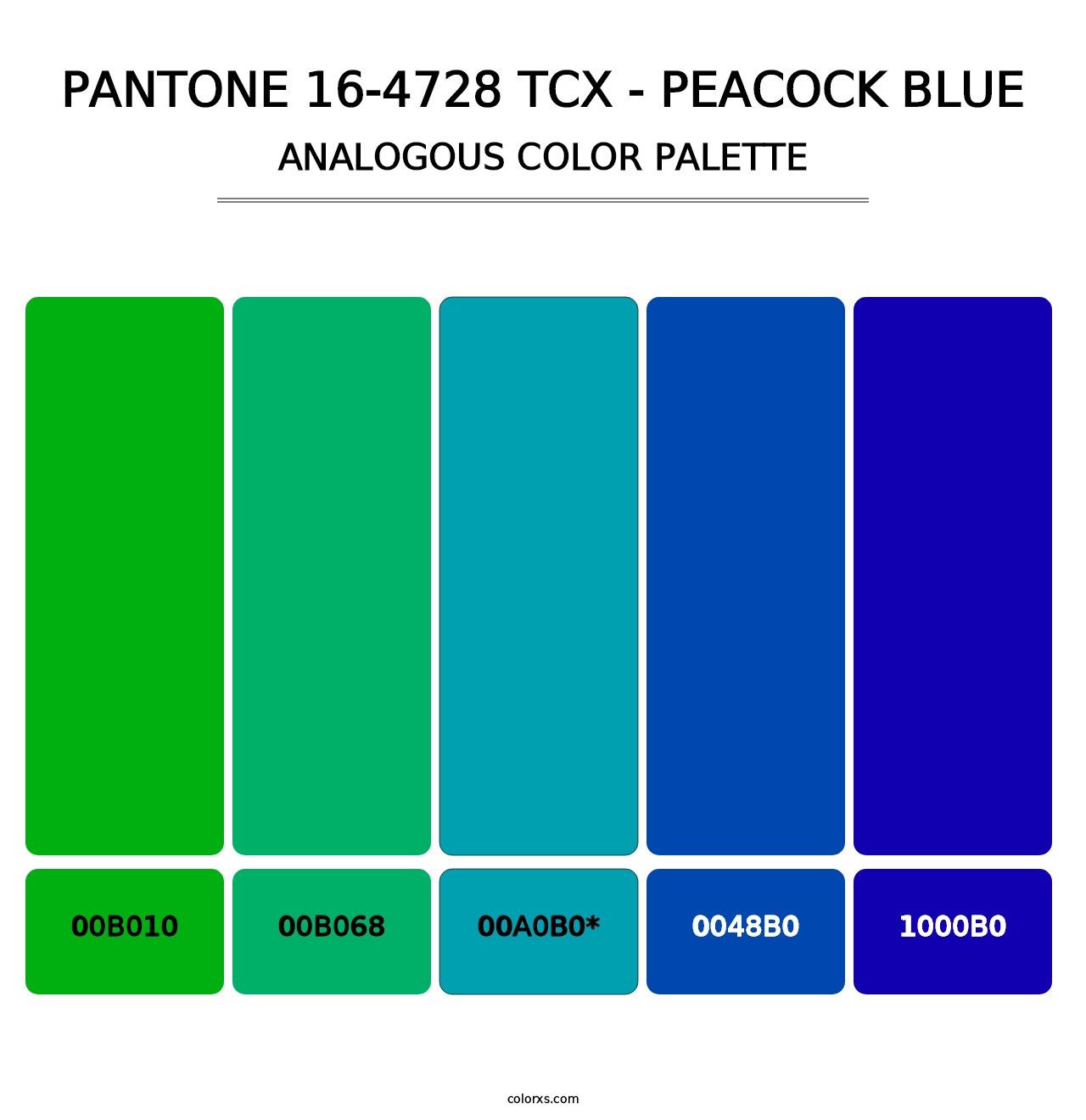 PANTONE 16-4728 TCX - Peacock Blue - Analogous Color Palette