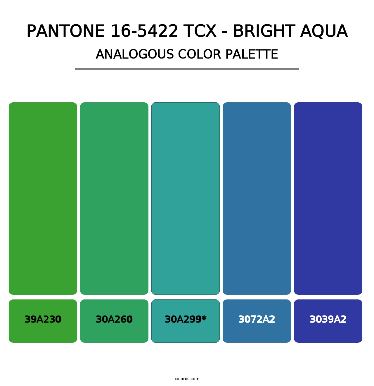 PANTONE 16-5422 TCX - Bright Aqua - Analogous Color Palette