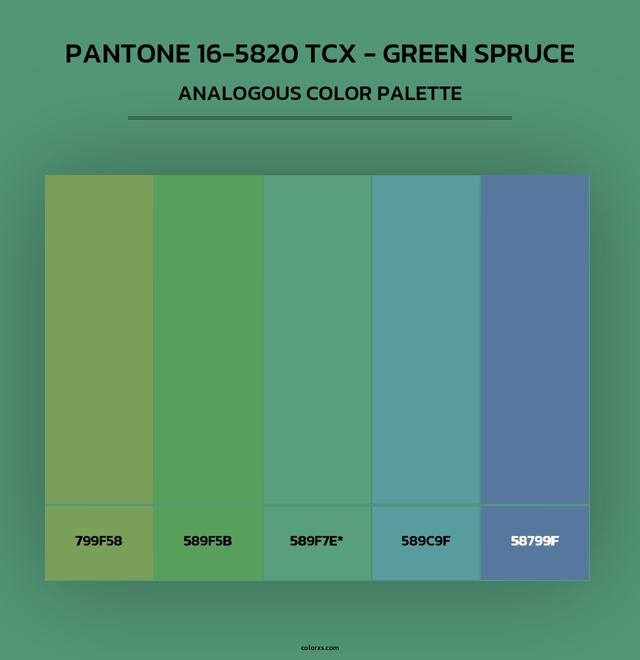 PANTONE 16-5820 TCX - Green Spruce - Analogous Color Palette