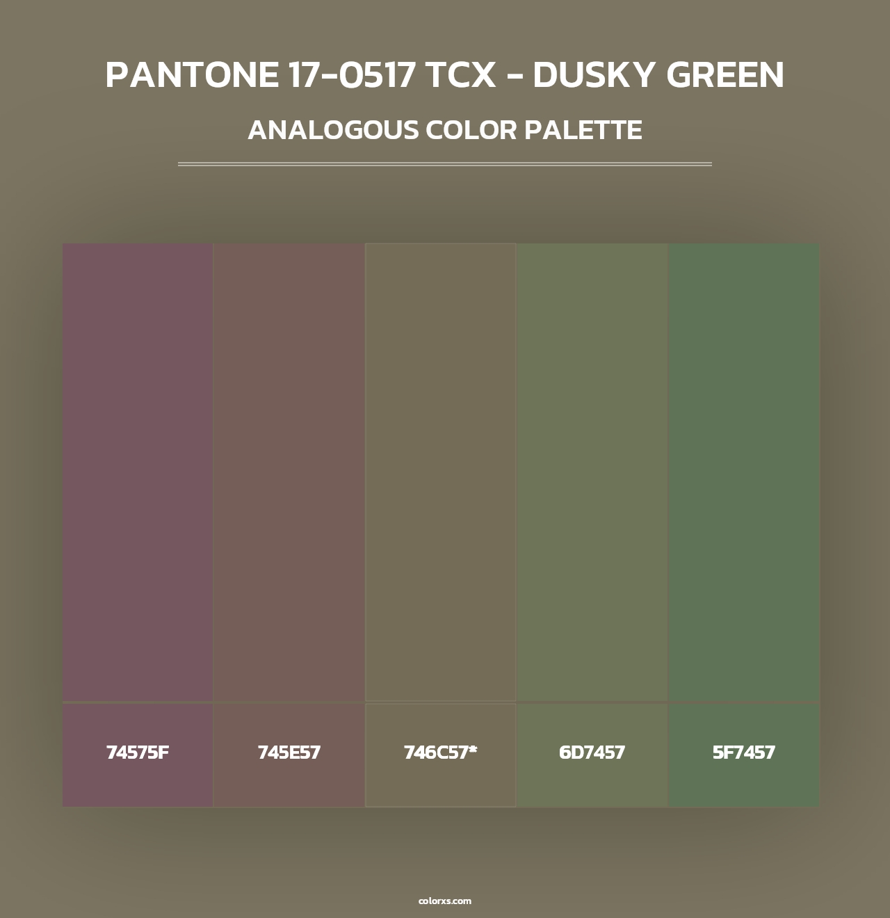 PANTONE 17-0517 TCX - Dusky Green - Analogous Color Palette