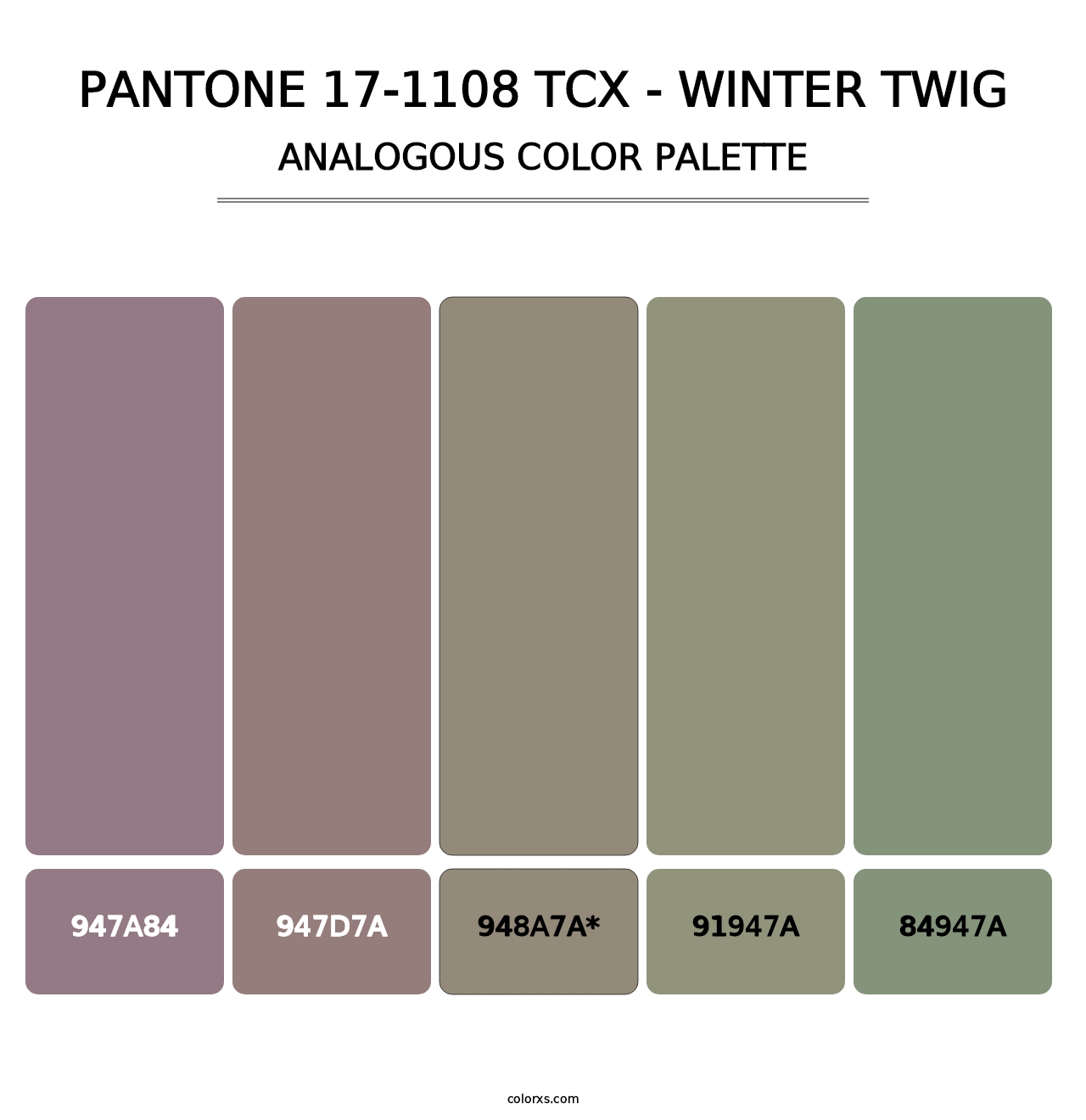 PANTONE 17-1108 TCX - Winter Twig - Analogous Color Palette