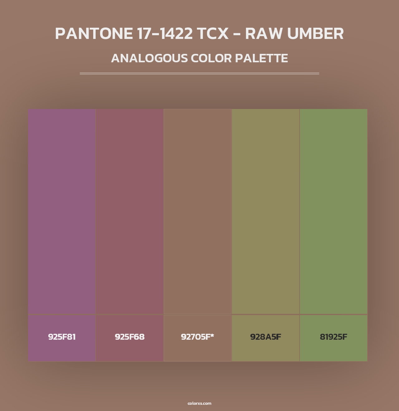 PANTONE 17-1422 TCX - Raw Umber - Analogous Color Palette