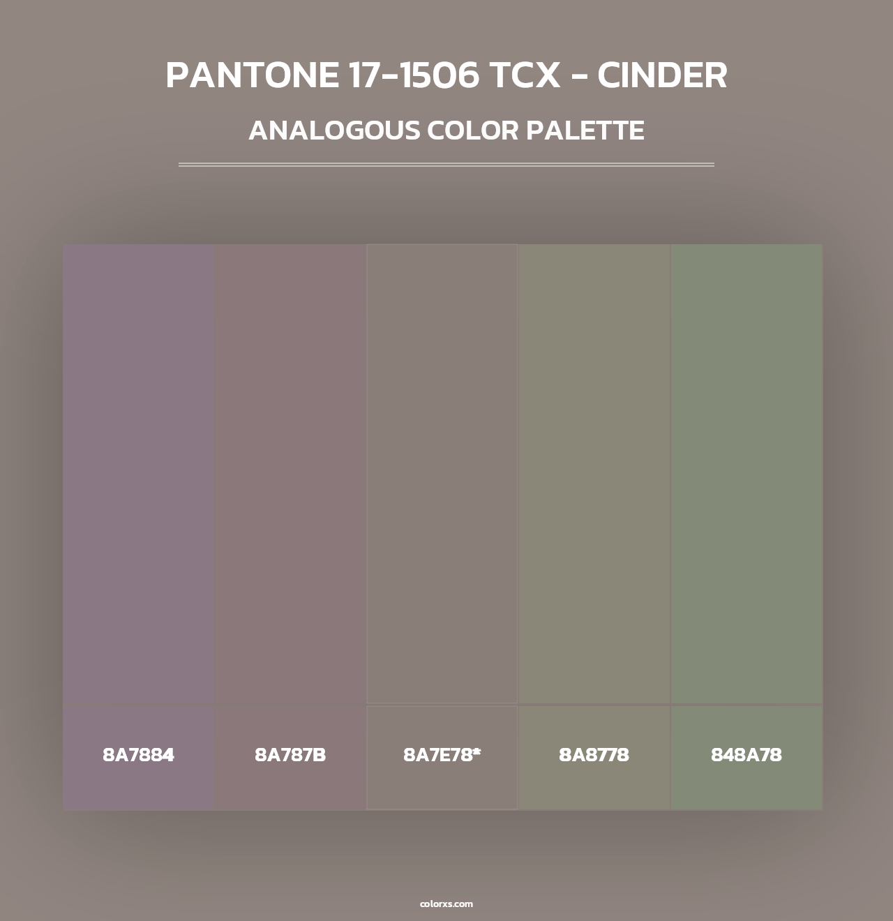 PANTONE 17-1506 TCX - Cinder - Analogous Color Palette