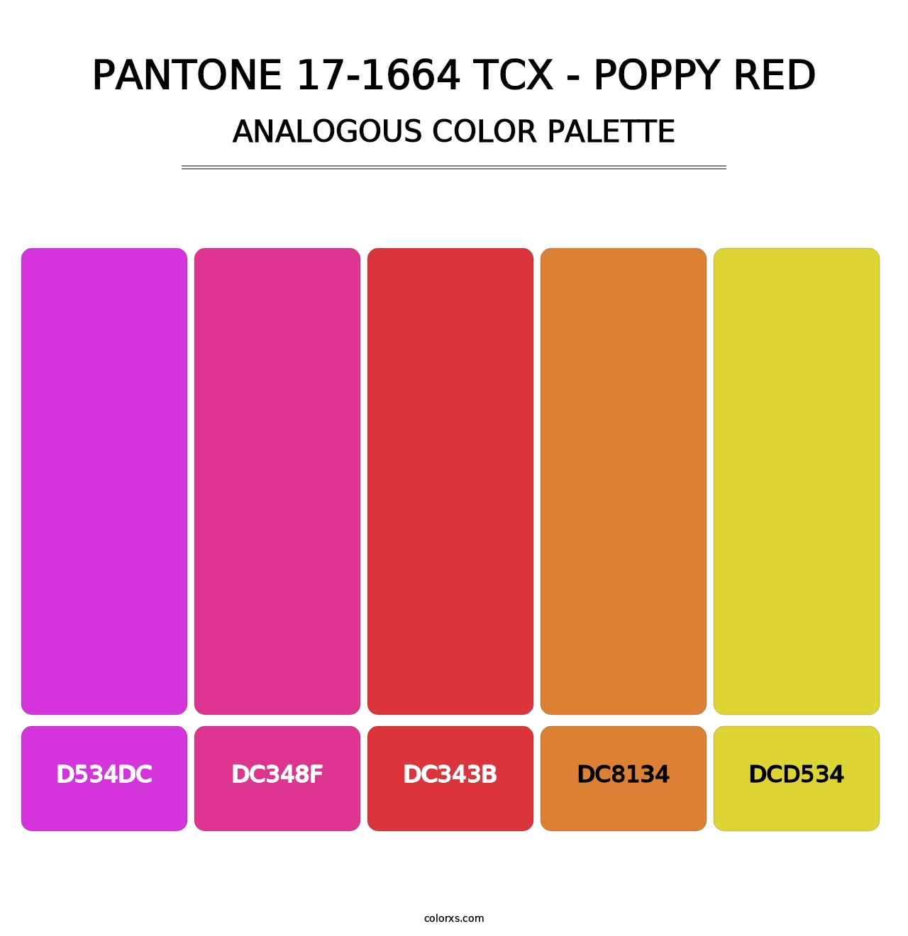 PANTONE 17-1664 TCX - Poppy Red - Analogous Color Palette