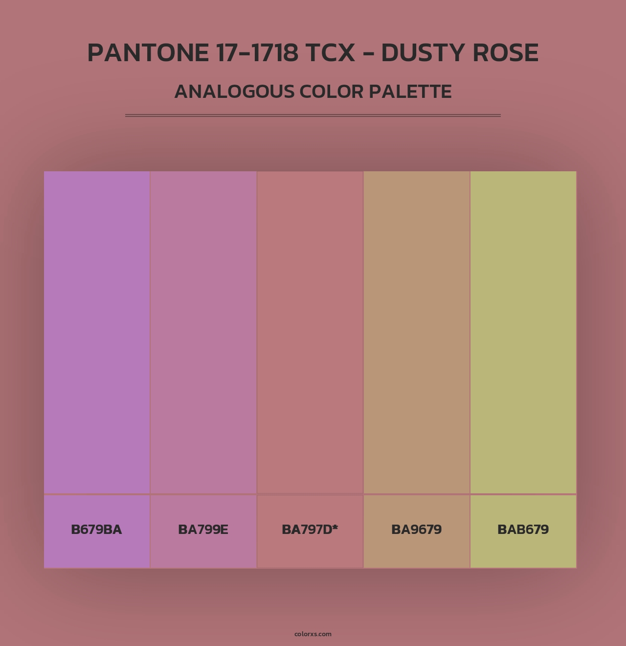 PANTONE 17-1718 TCX - Dusty Rose - Analogous Color Palette