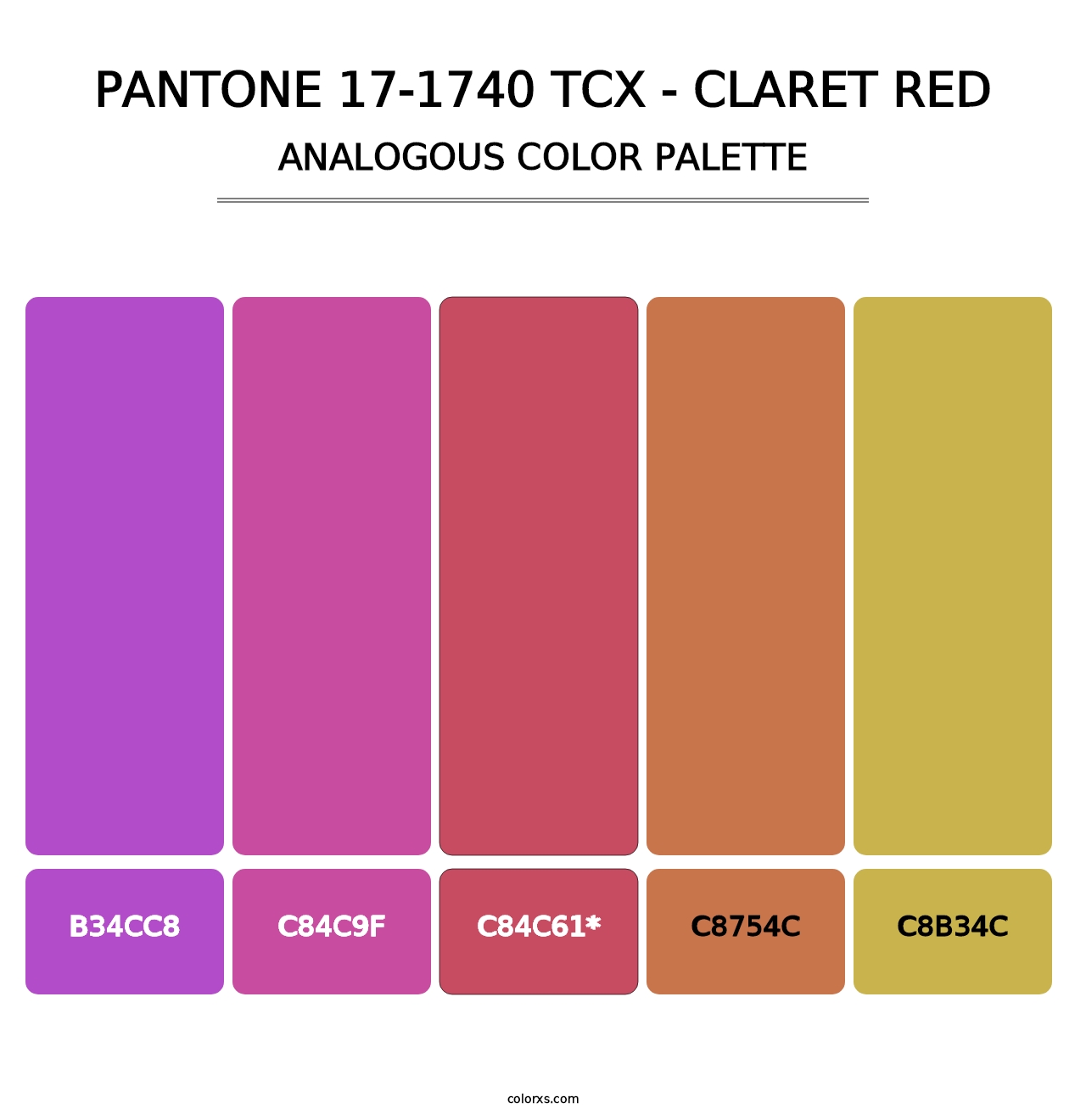 PANTONE 17-1740 TCX - Claret Red - Analogous Color Palette