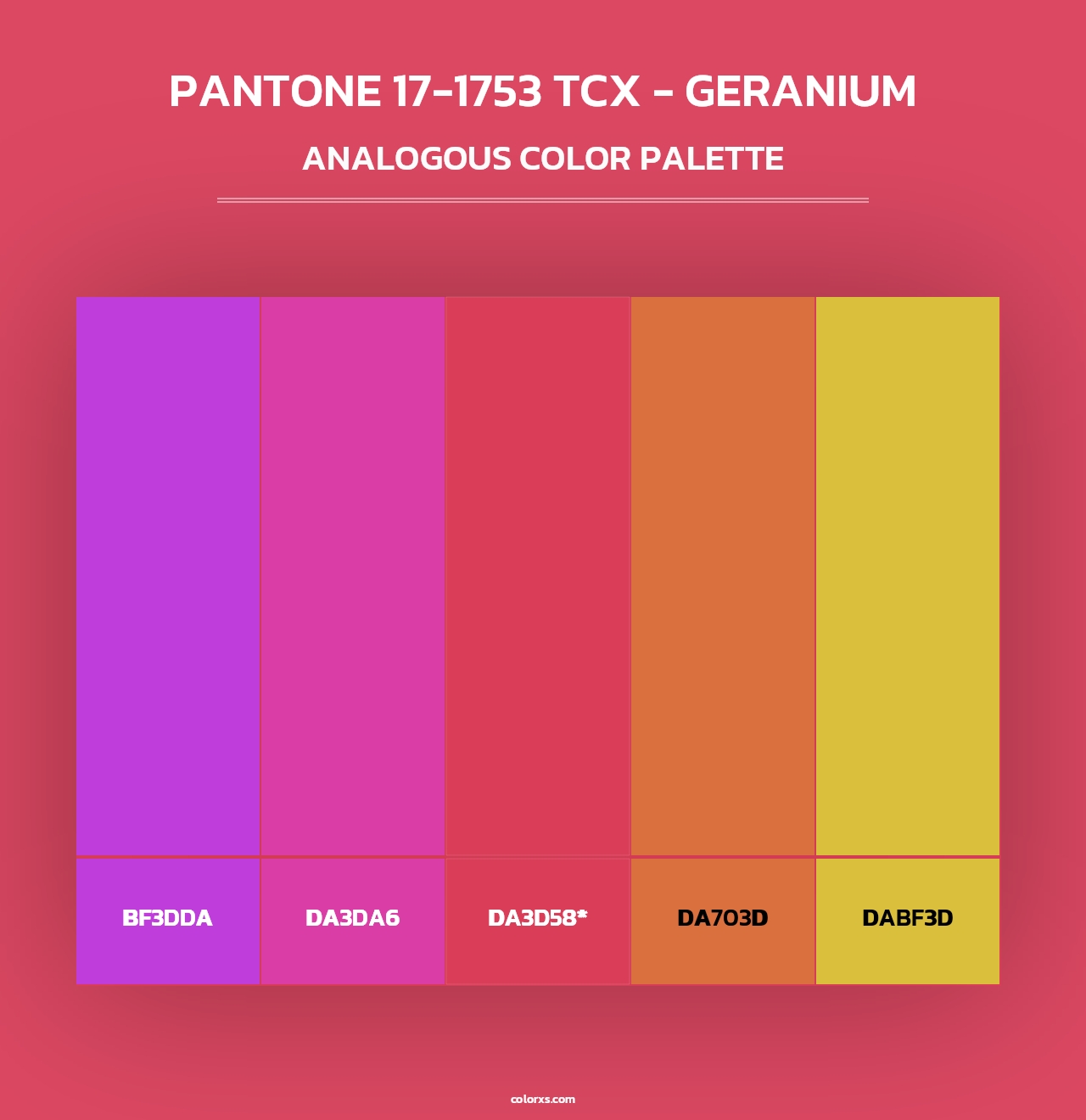 PANTONE 17-1753 TCX - Geranium - Analogous Color Palette