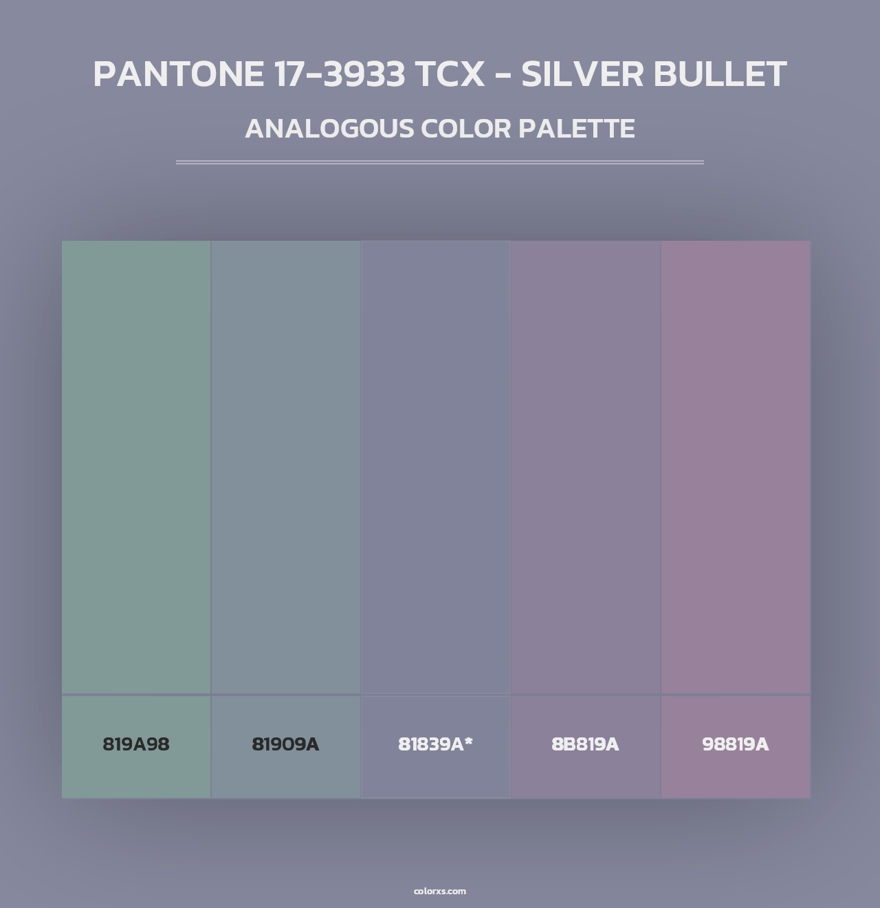 PANTONE 17-3933 TCX - Silver Bullet - Analogous Color Palette