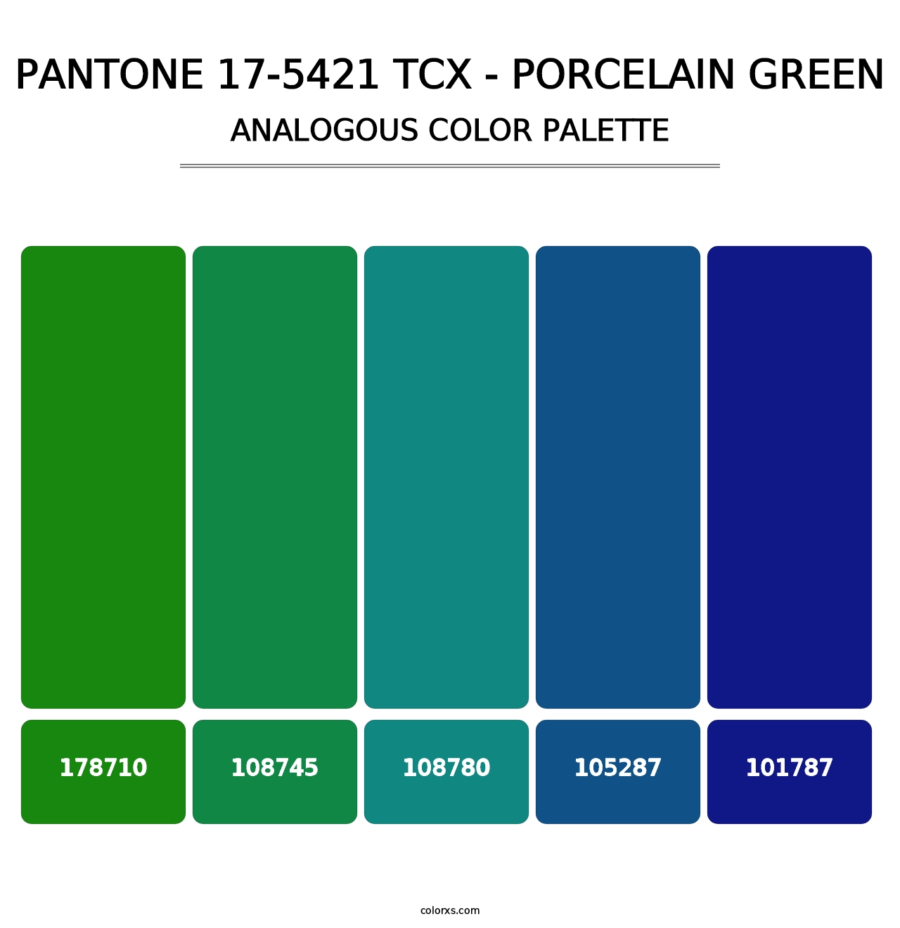 PANTONE 17-5421 TCX - Porcelain Green - Analogous Color Palette