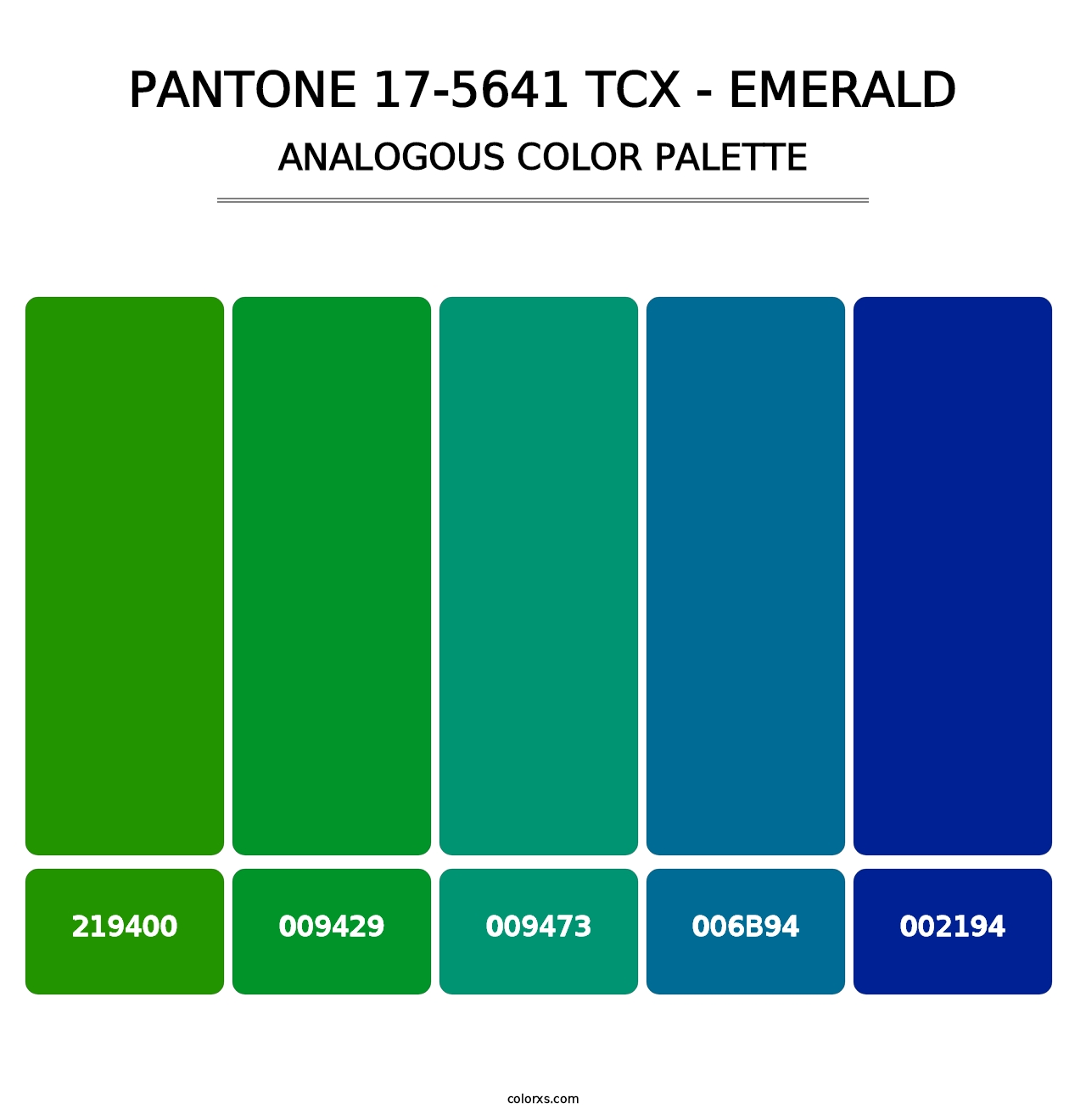 PANTONE 17-5641 TCX - Emerald - Analogous Color Palette