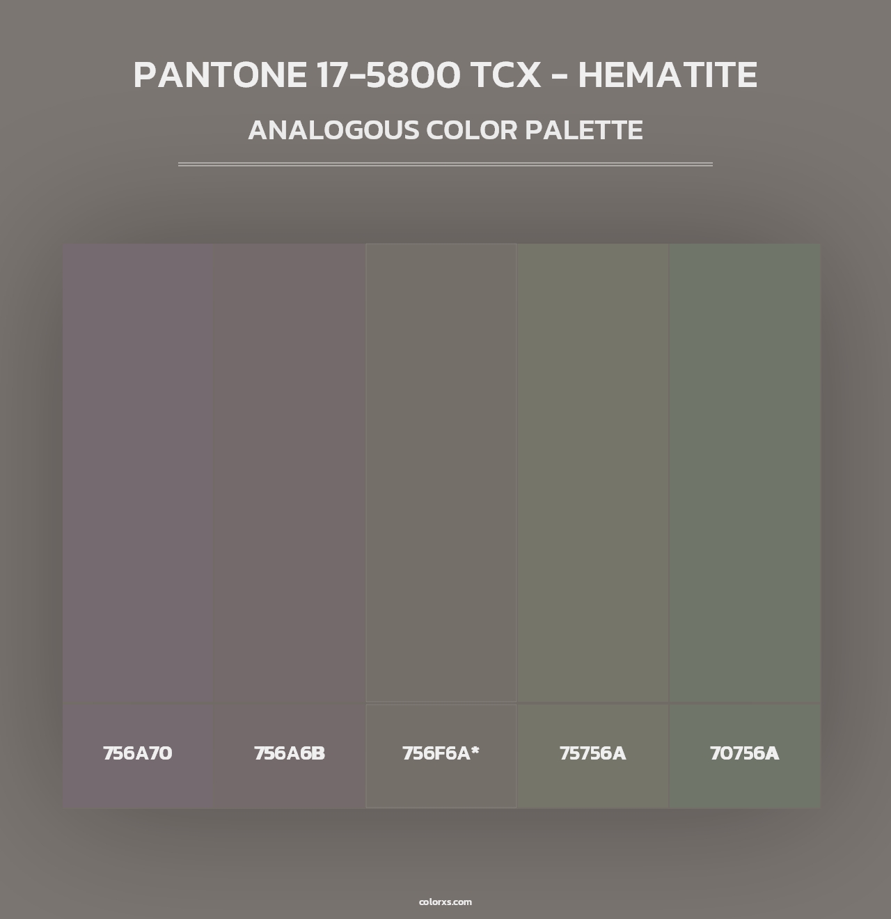 PANTONE 17-5800 TCX - Hematite - Analogous Color Palette