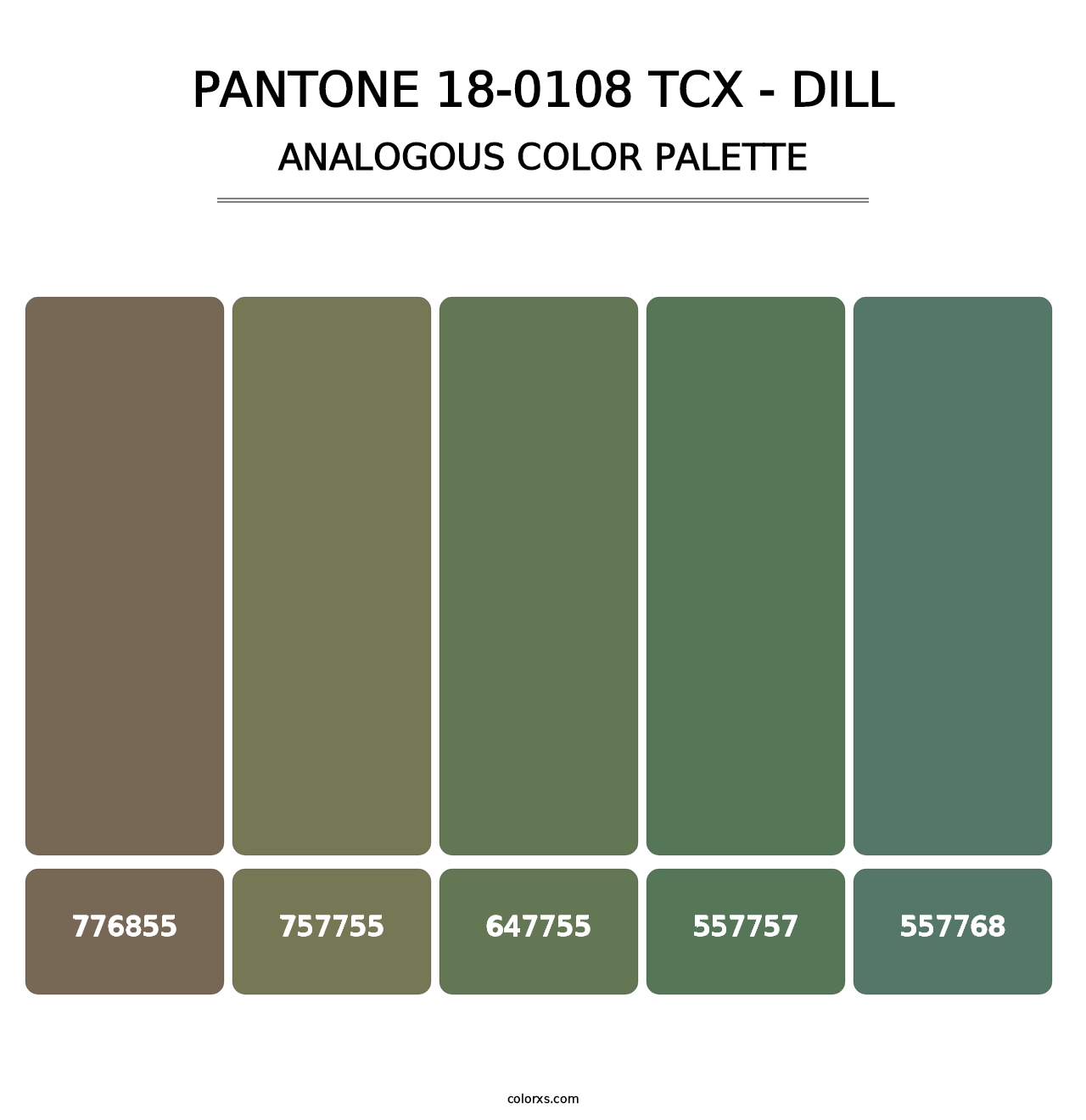 PANTONE 18-0108 TCX - Dill - Analogous Color Palette