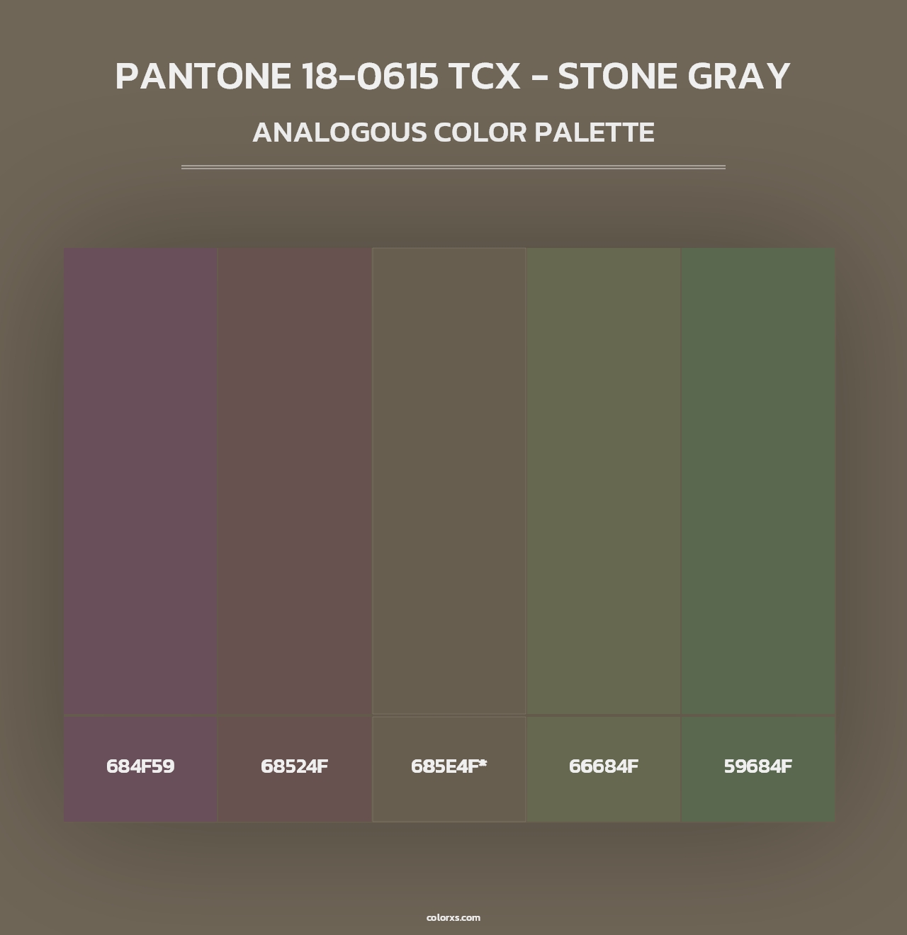 PANTONE 18-0615 TCX - Stone Gray - Analogous Color Palette