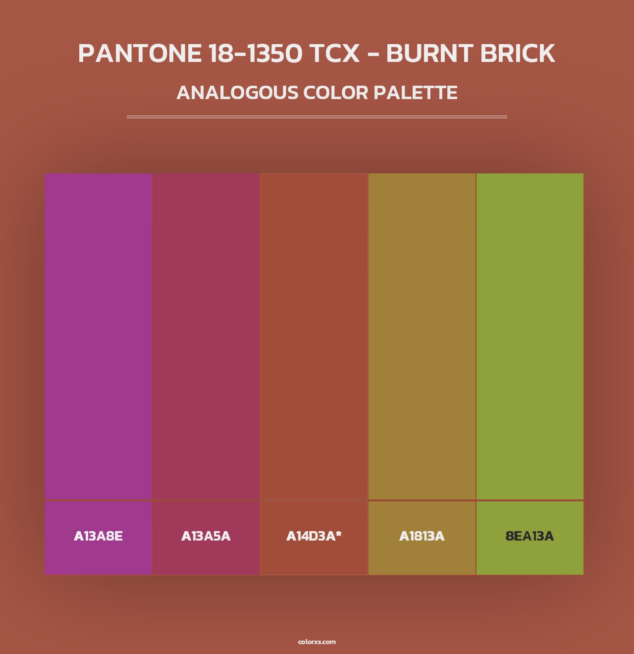 PANTONE 18-1350 TCX - Burnt Brick - Analogous Color Palette