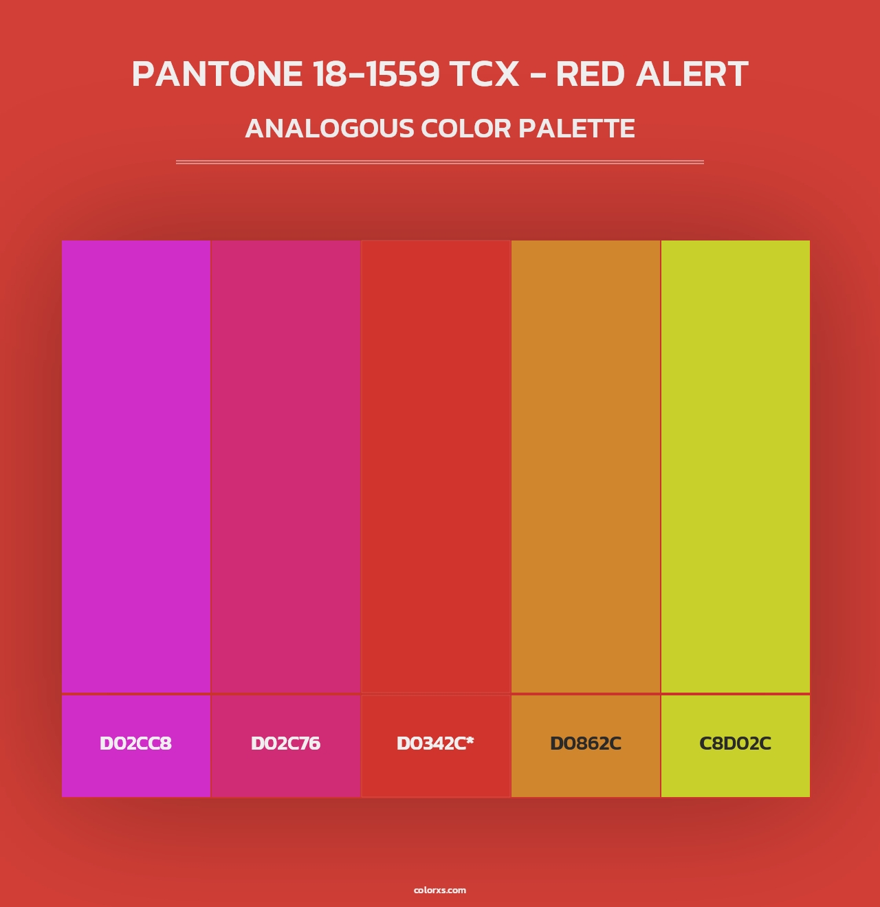 PANTONE 18-1559 TCX - Red Alert - Analogous Color Palette