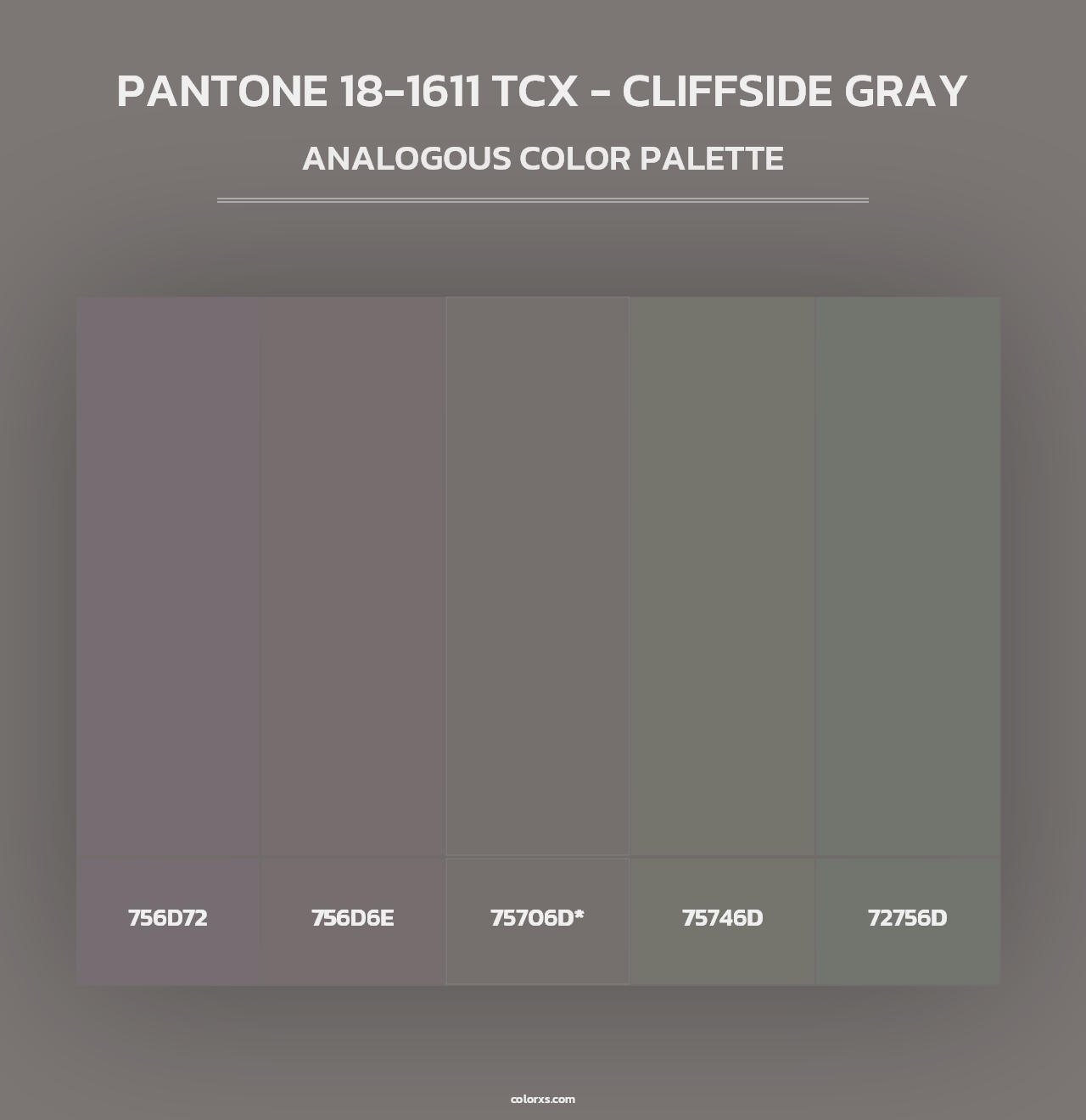 PANTONE 18-1611 TCX - Cliffside Gray - Analogous Color Palette