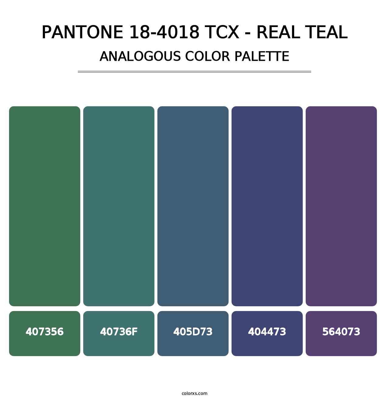 PANTONE 18-4018 TCX - Real Teal - Analogous Color Palette