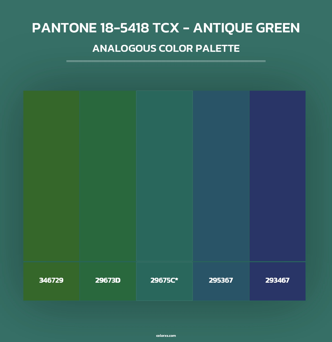 PANTONE 18-5418 TCX - Antique Green - Analogous Color Palette