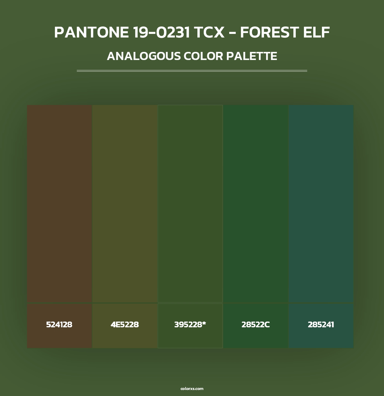 PANTONE 19-0231 TCX - Forest Elf - Analogous Color Palette