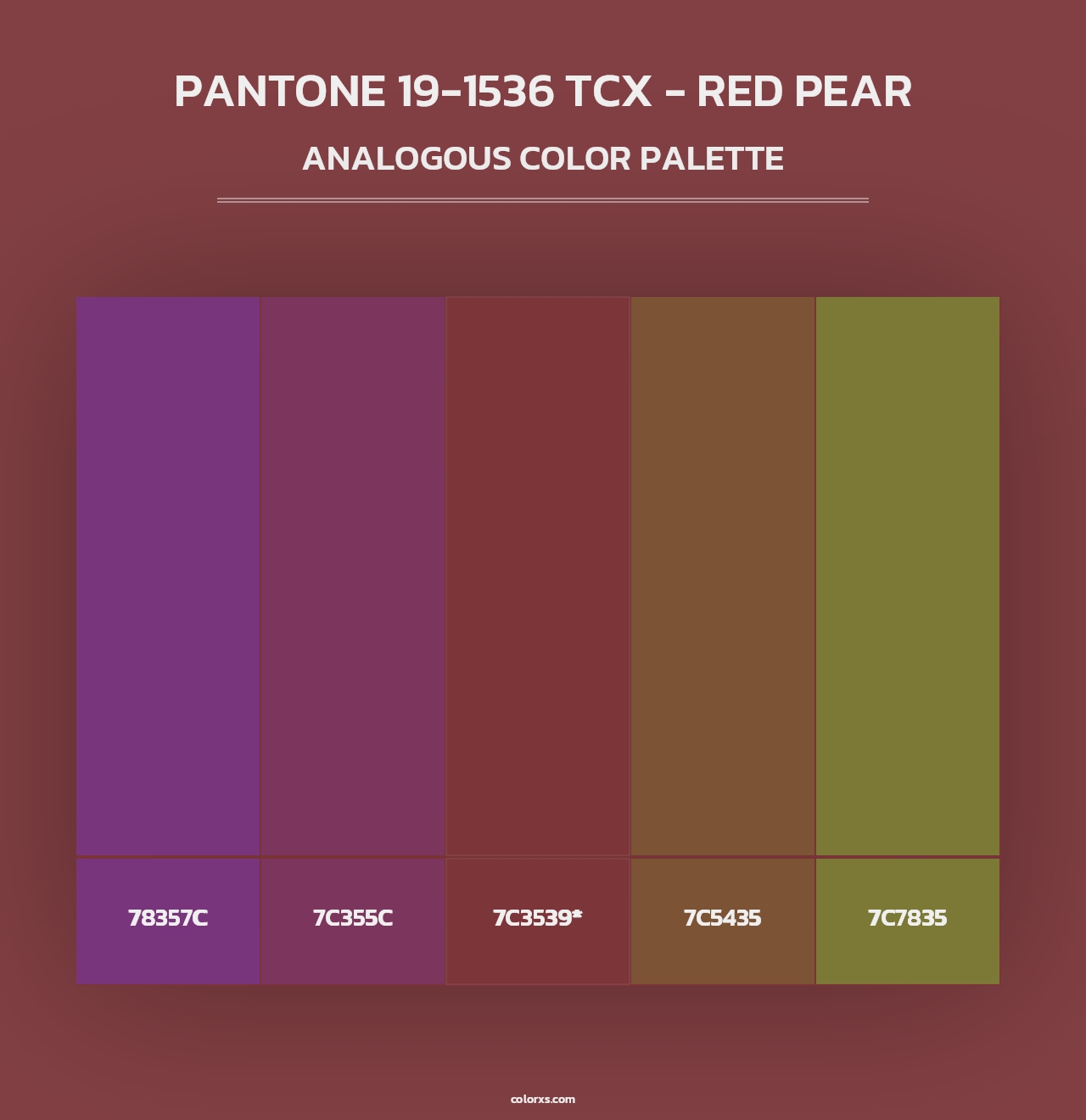 PANTONE 19-1536 TCX - Red Pear - Analogous Color Palette