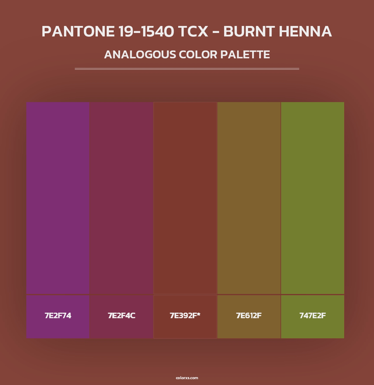 PANTONE 19-1540 TCX - Burnt Henna - Analogous Color Palette