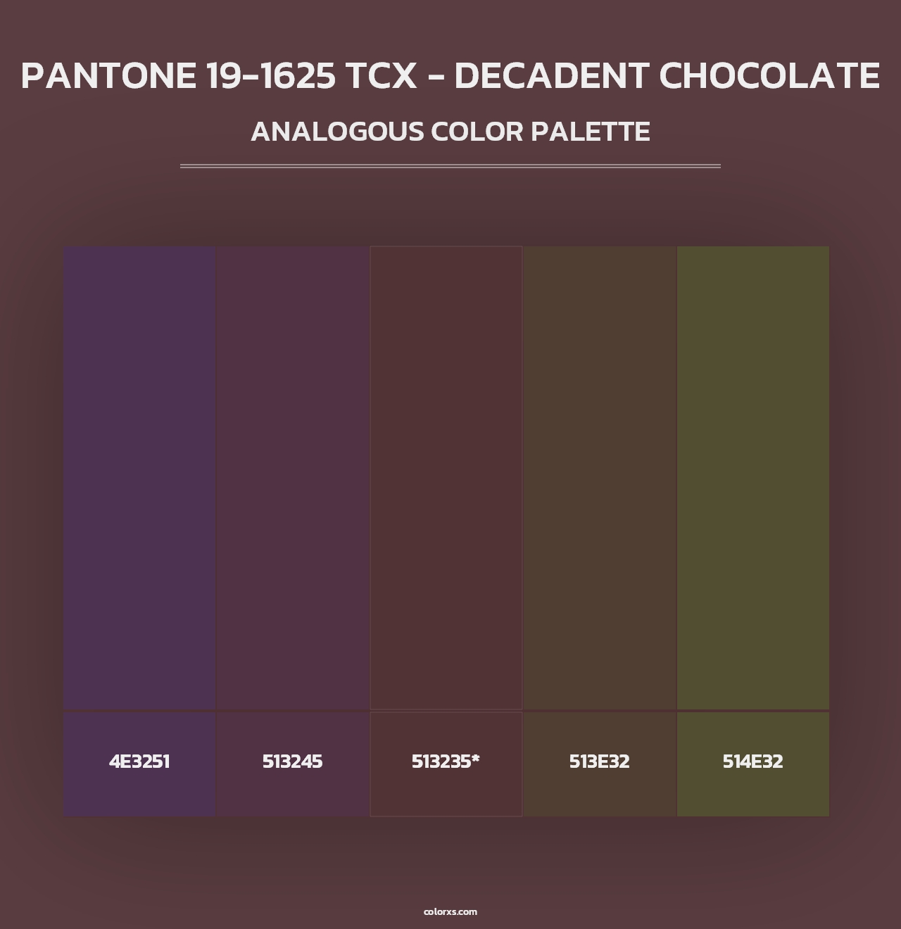 PANTONE 19-1625 TCX - Decadent Chocolate - Analogous Color Palette