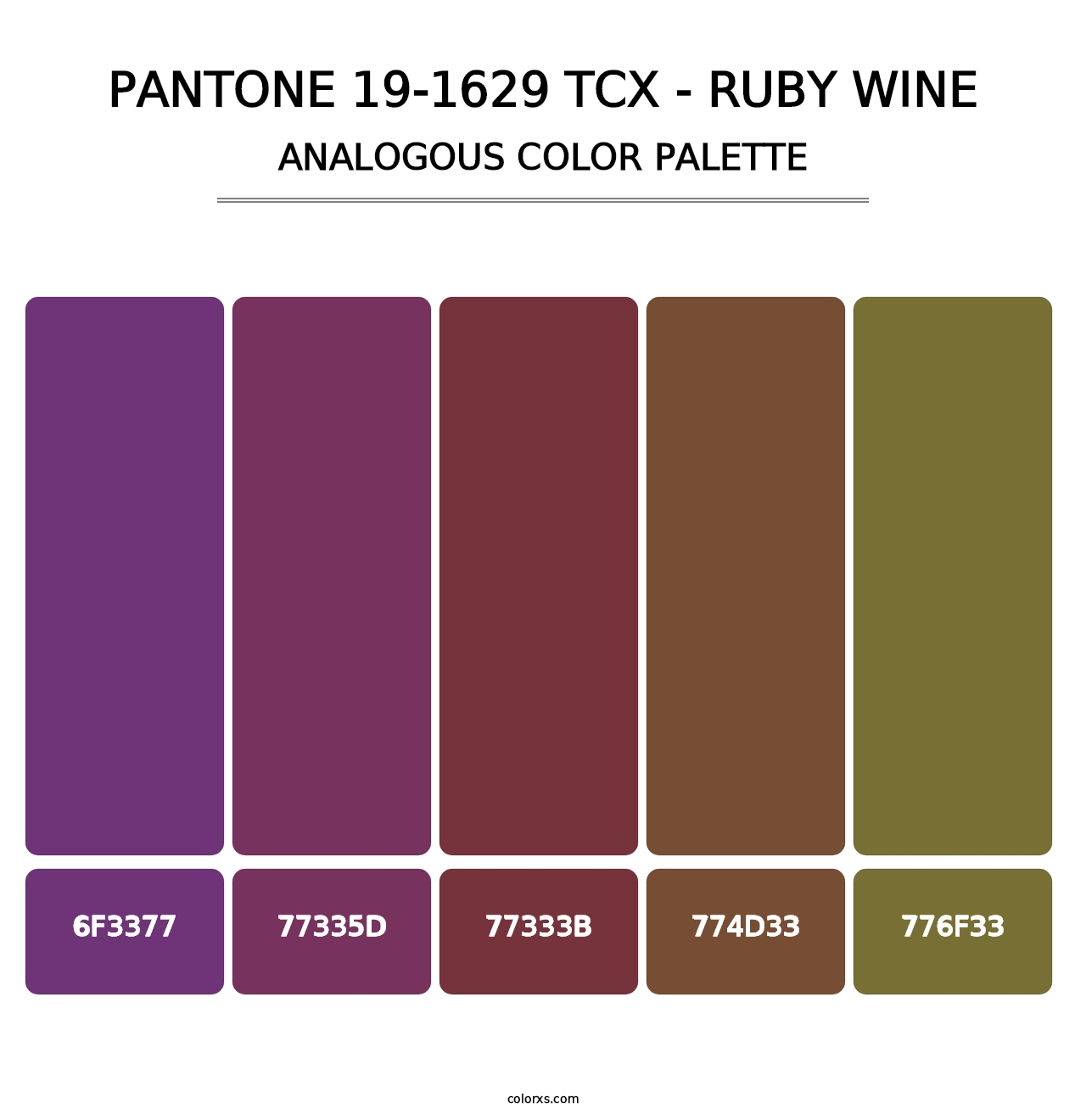 PANTONE 19-1629 TCX - Ruby Wine - Analogous Color Palette