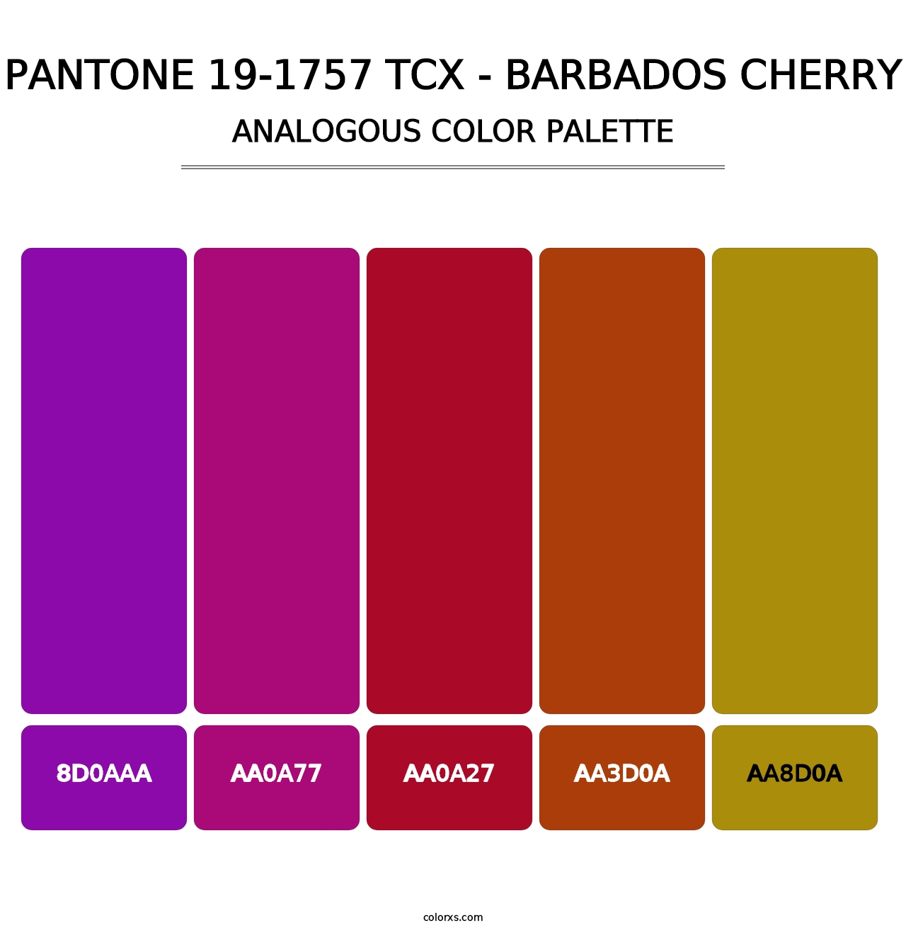 PANTONE 19-1757 TCX - Barbados Cherry - Analogous Color Palette