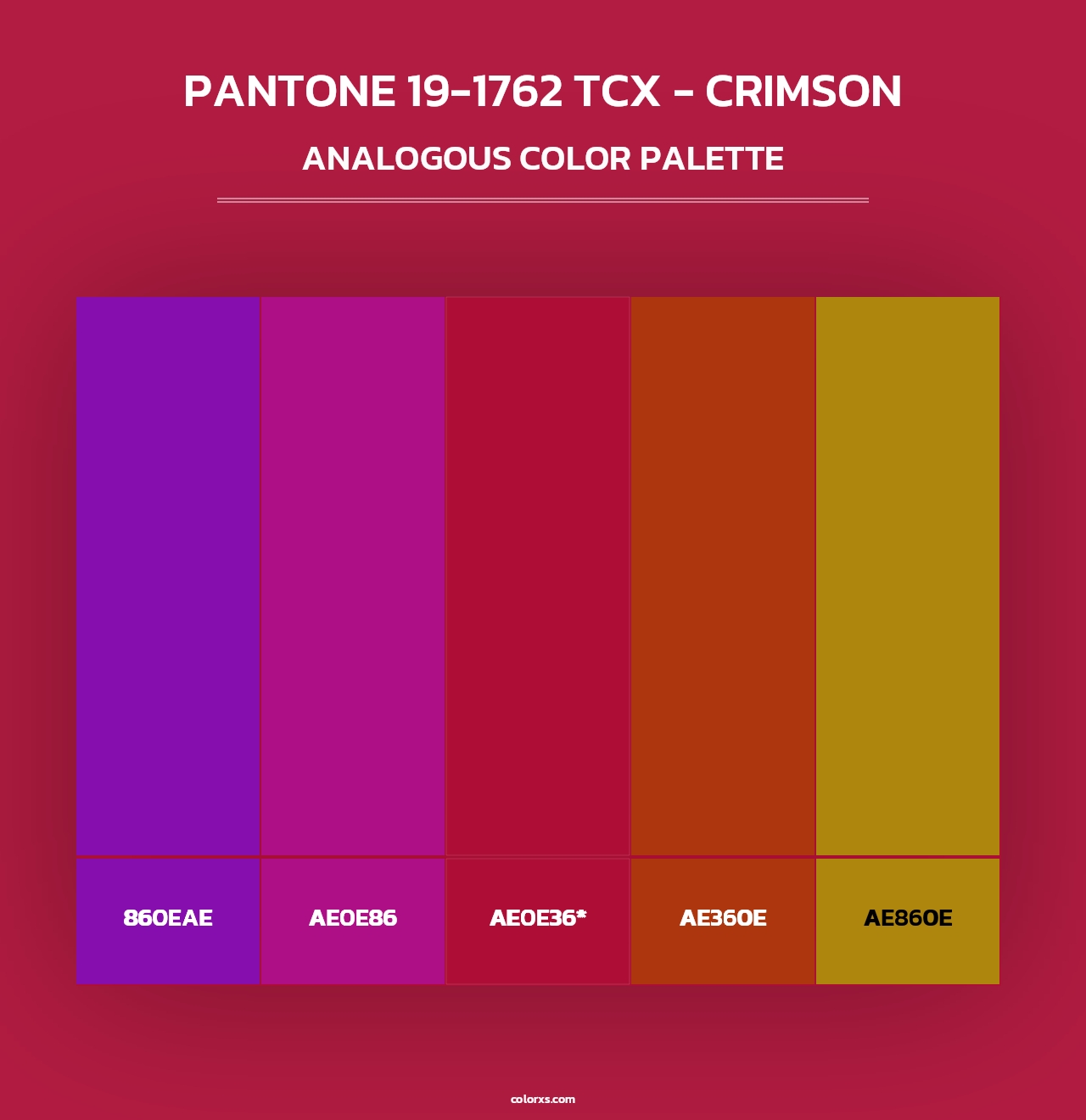 PANTONE 19-1762 TCX - Crimson - Analogous Color Palette
