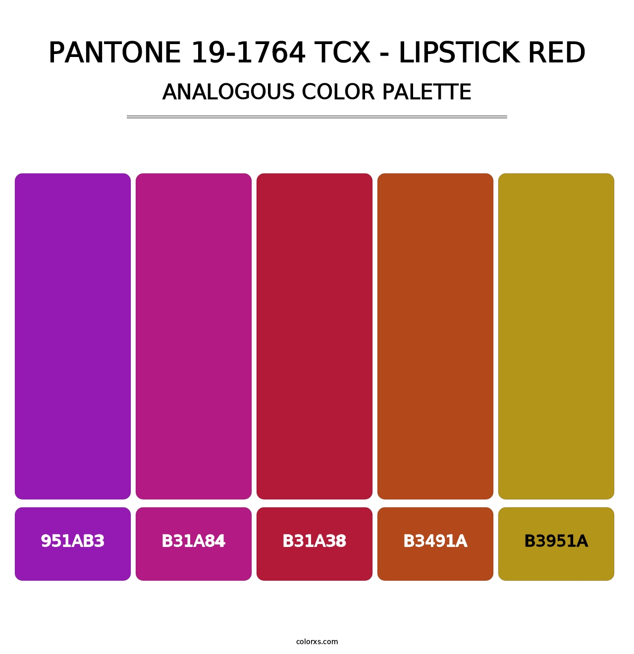 PANTONE 19-1764 TCX - Lipstick Red - Analogous Color Palette