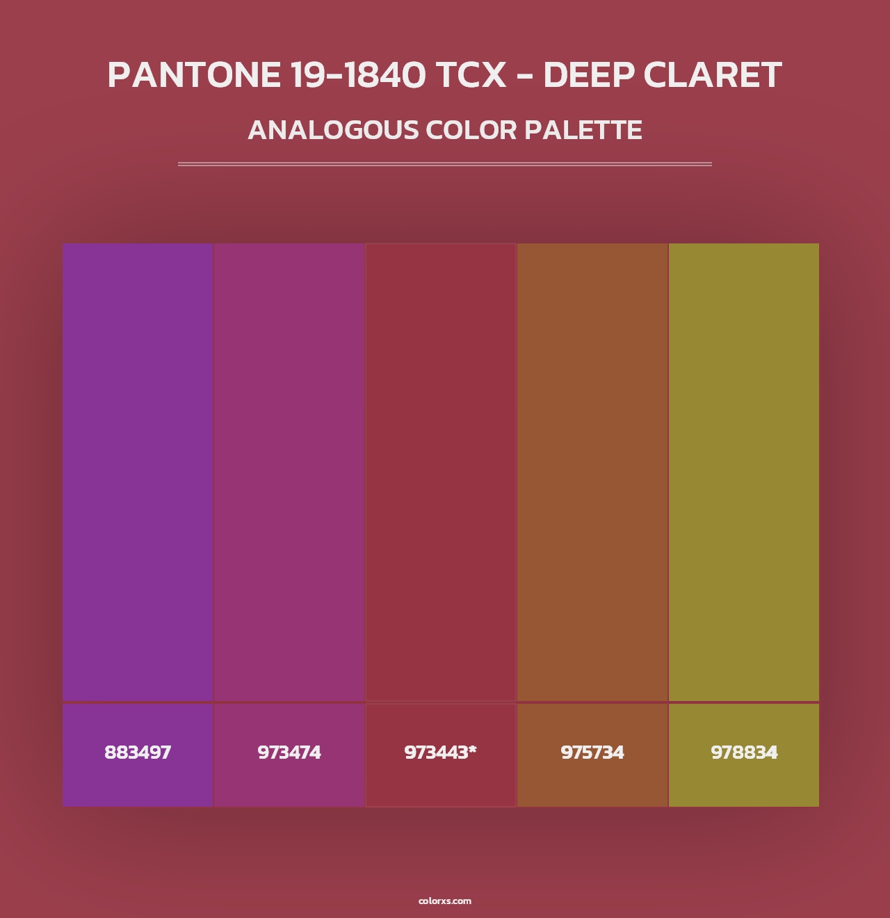 PANTONE 19-1840 TCX - Deep Claret - Analogous Color Palette