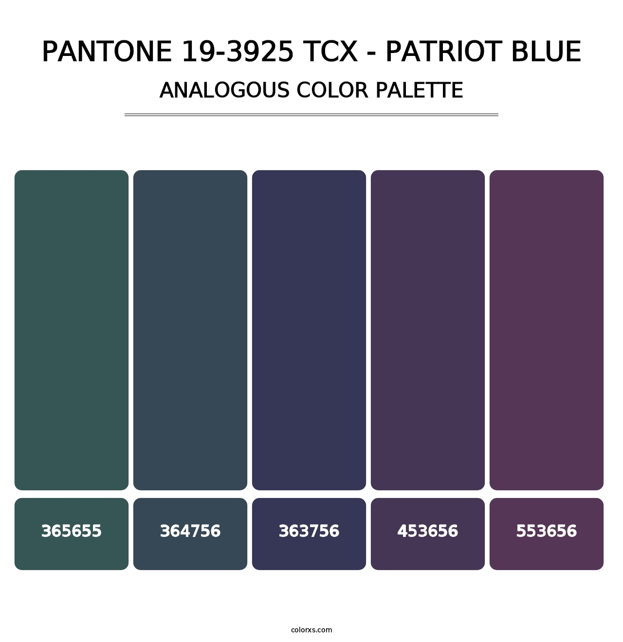 PANTONE 19-3925 TCX - Patriot Blue - Analogous Color Palette
