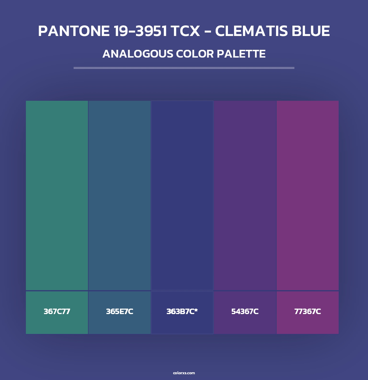 PANTONE 19-3951 TCX - Clematis Blue - Analogous Color Palette