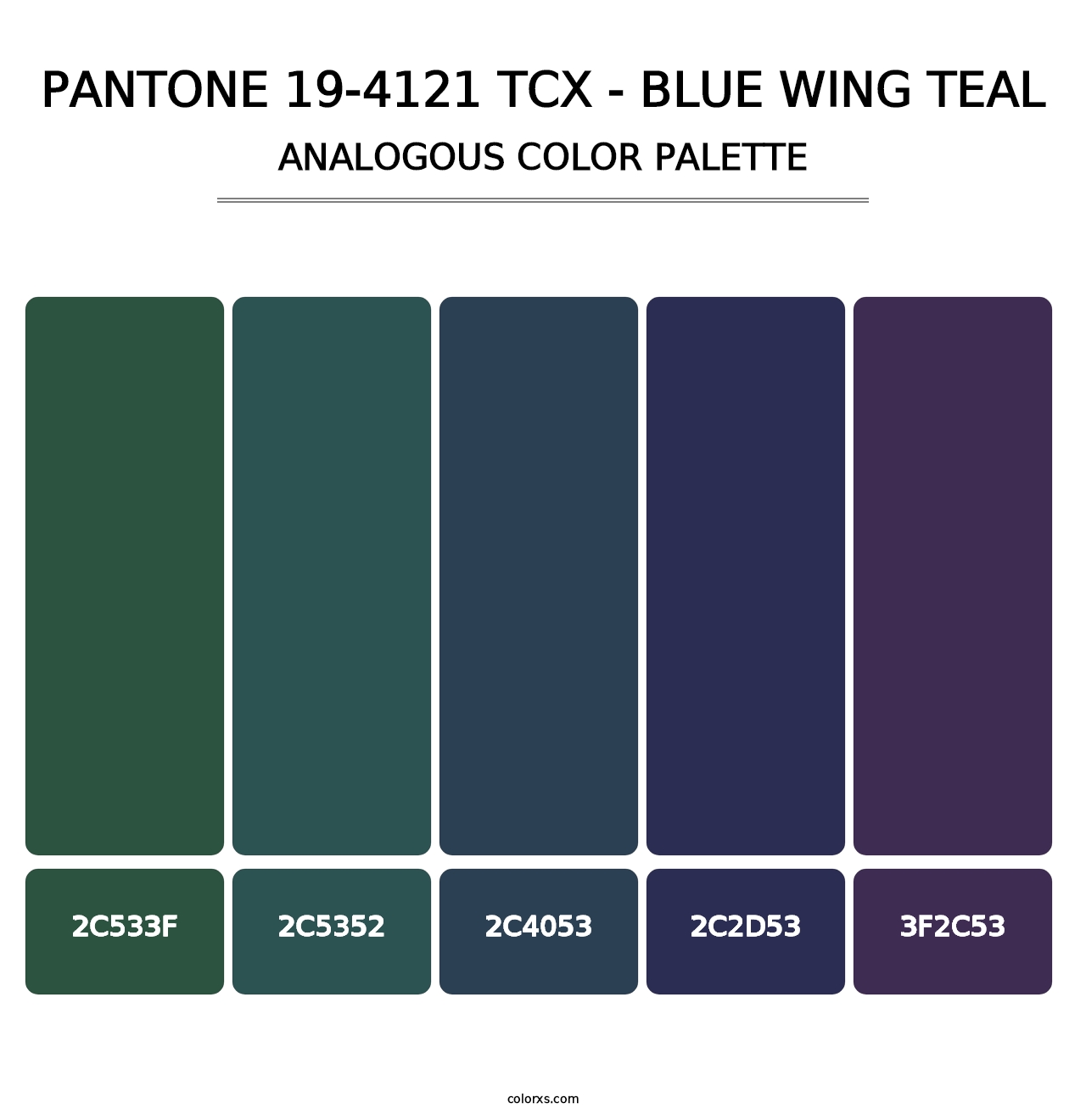 PANTONE 19-4121 TCX - Blue Wing Teal - Analogous Color Palette