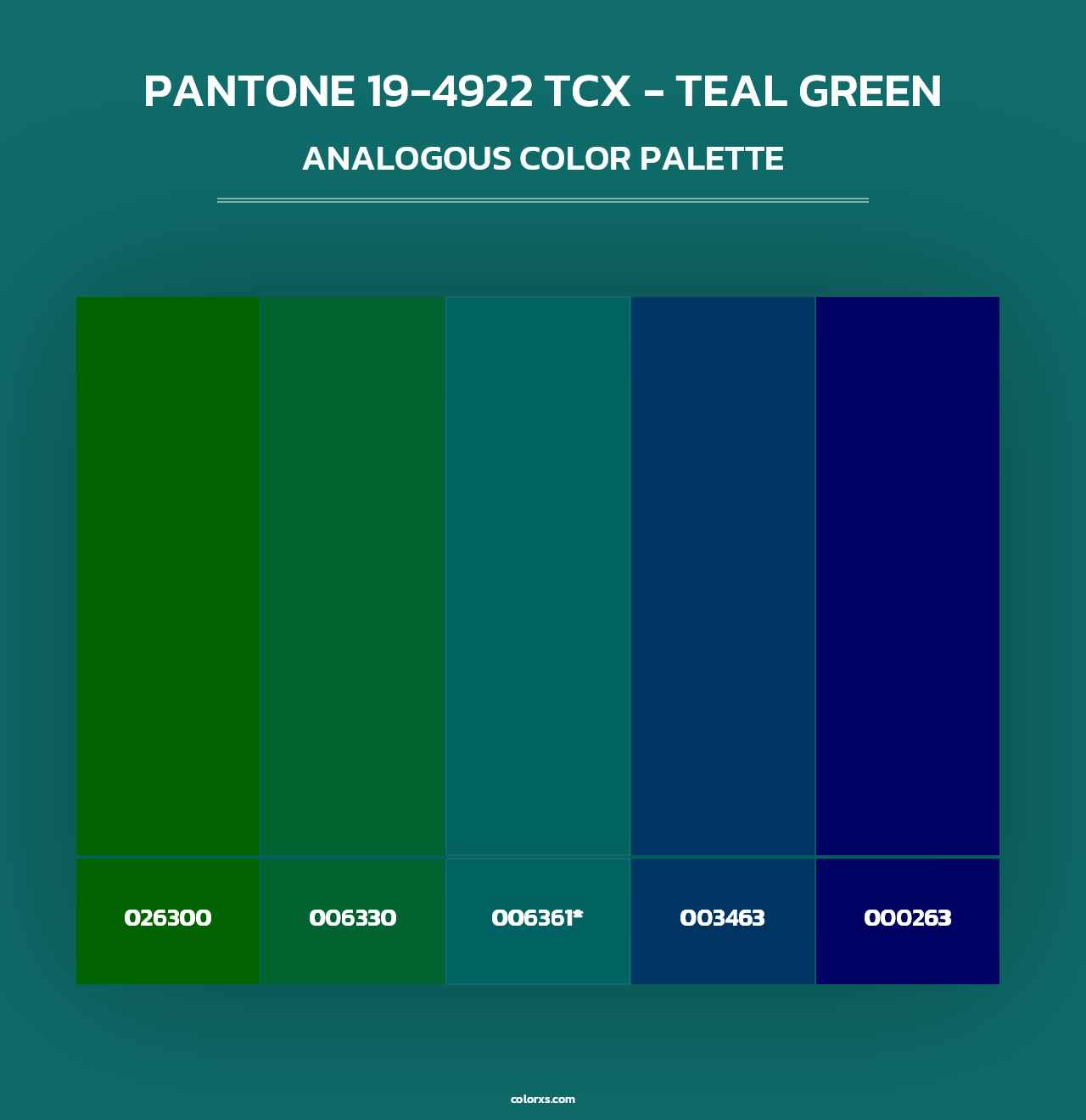 PANTONE 19-4922 TCX - Teal Green - Analogous Color Palette