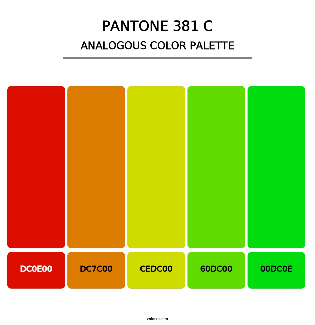PANTONE 381 C - Analogous Color Palette