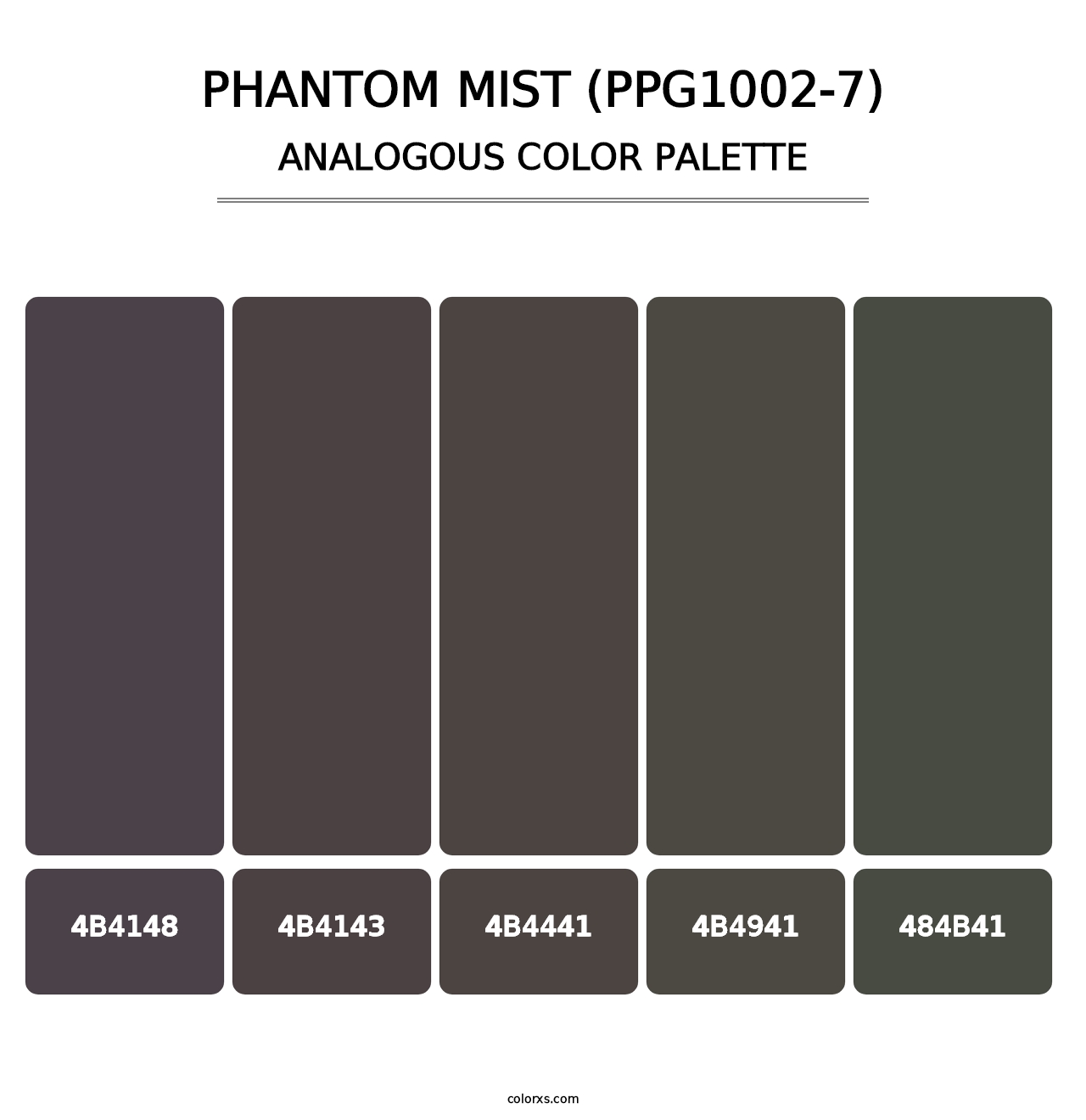 Phantom Mist (PPG1002-7) - Analogous Color Palette
