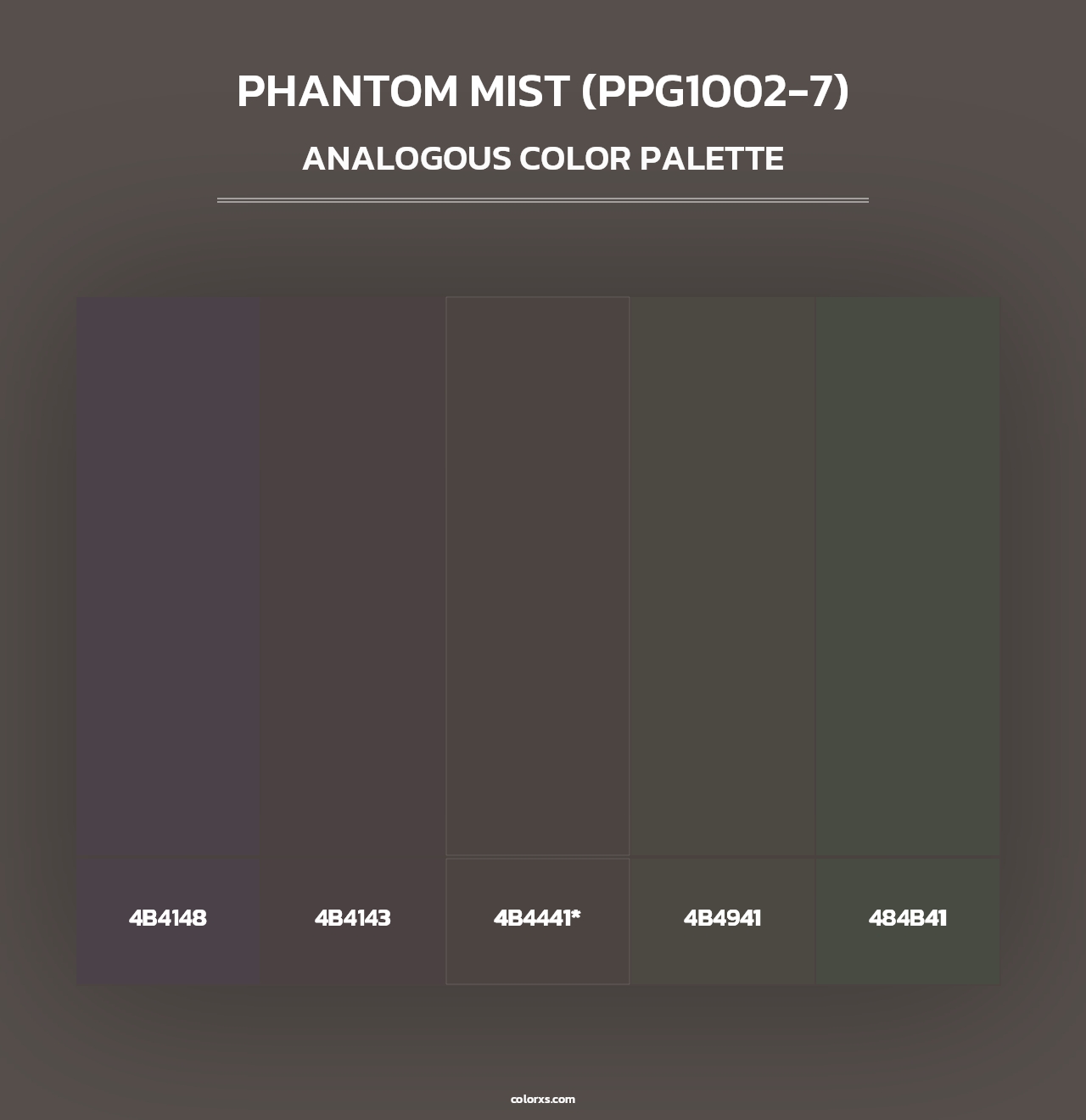 Phantom Mist (PPG1002-7) - Analogous Color Palette