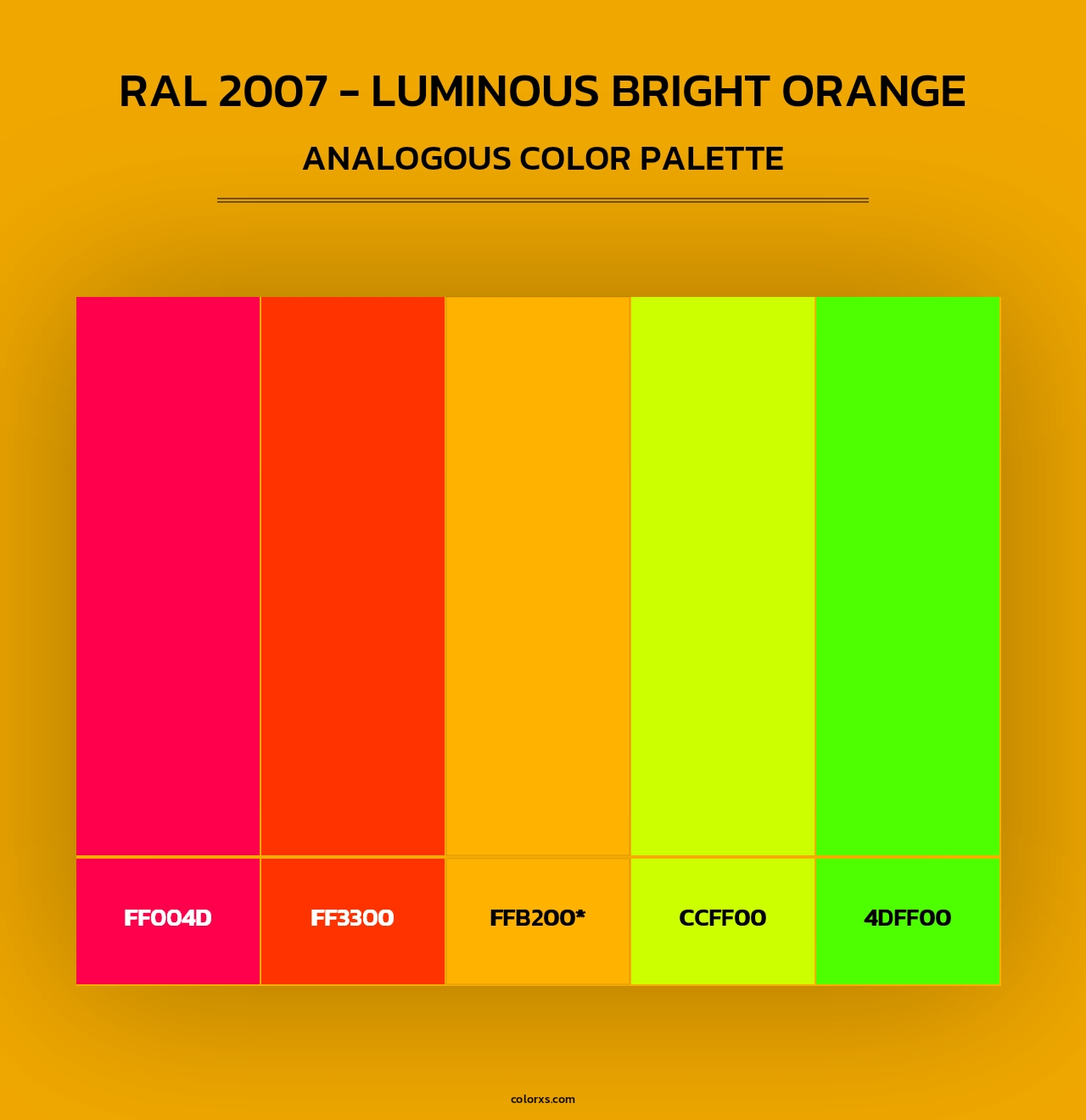 RAL 2007 - Luminous Bright Orange - Analogous Color Palette