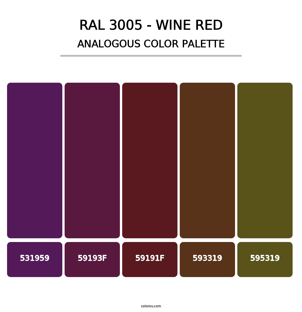 RAL 3005 - Wine Red - Analogous Color Palette