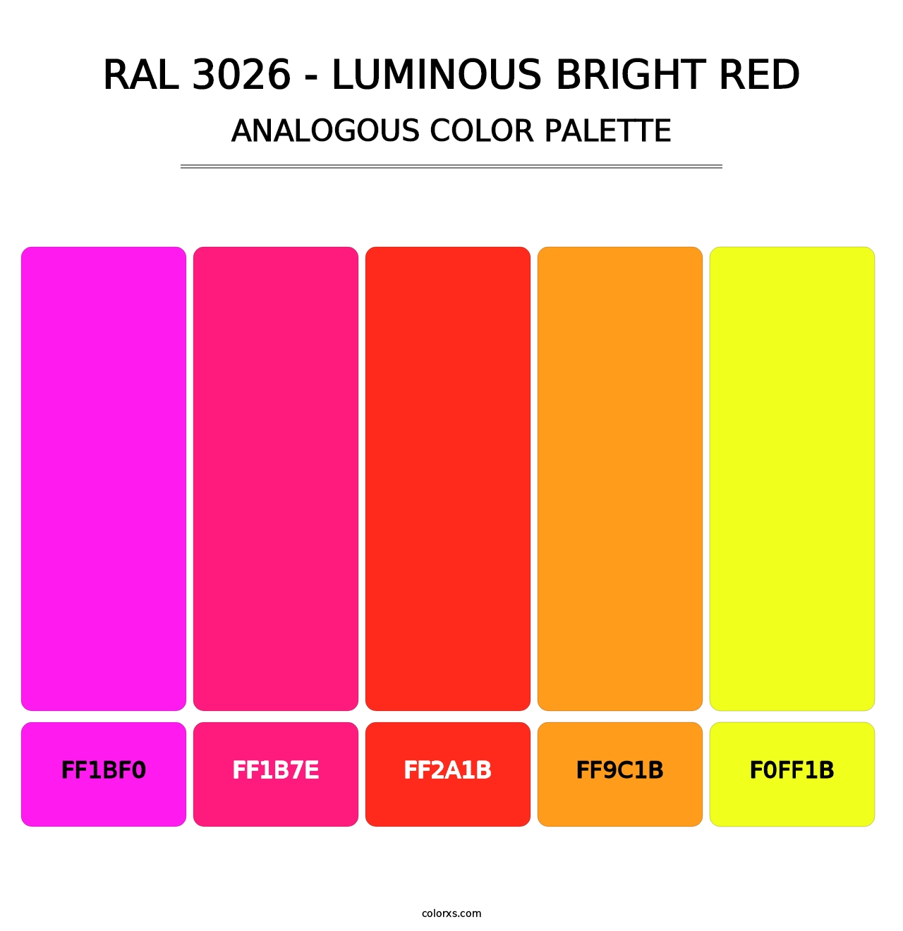 RAL 3026 - Luminous Bright Red - Analogous Color Palette