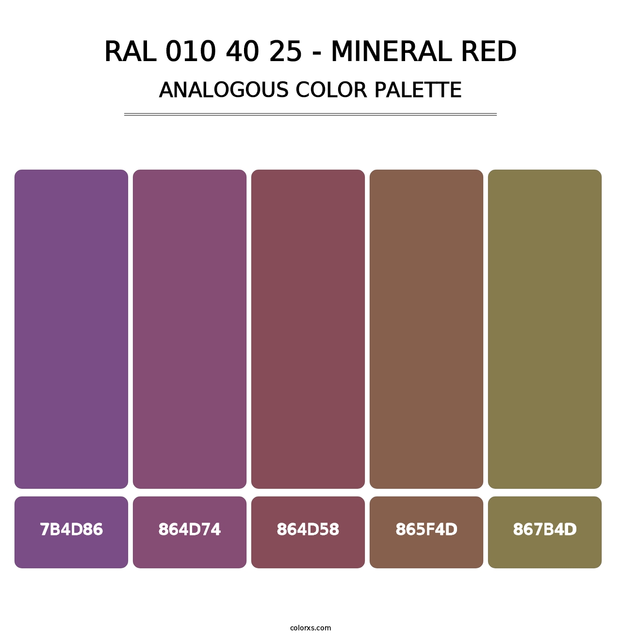 RAL 010 40 25 - Mineral Red - Analogous Color Palette