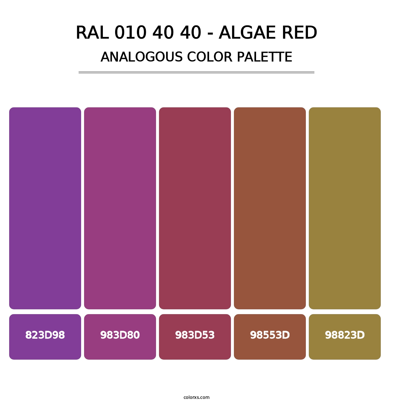 RAL 010 40 40 - Algae Red - Analogous Color Palette