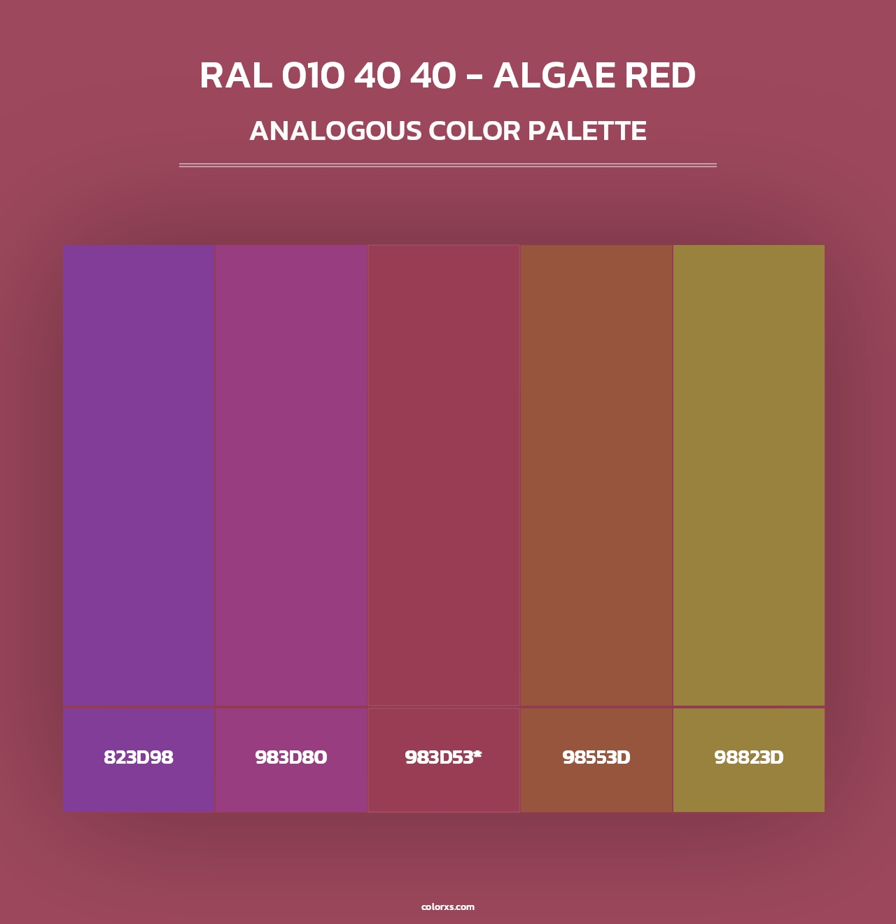 RAL 010 40 40 - Algae Red - Analogous Color Palette