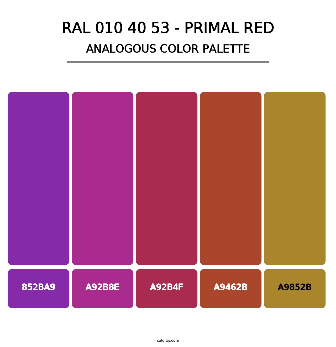 RAL 010 40 53 - Primal Red - Analogous Color Palette