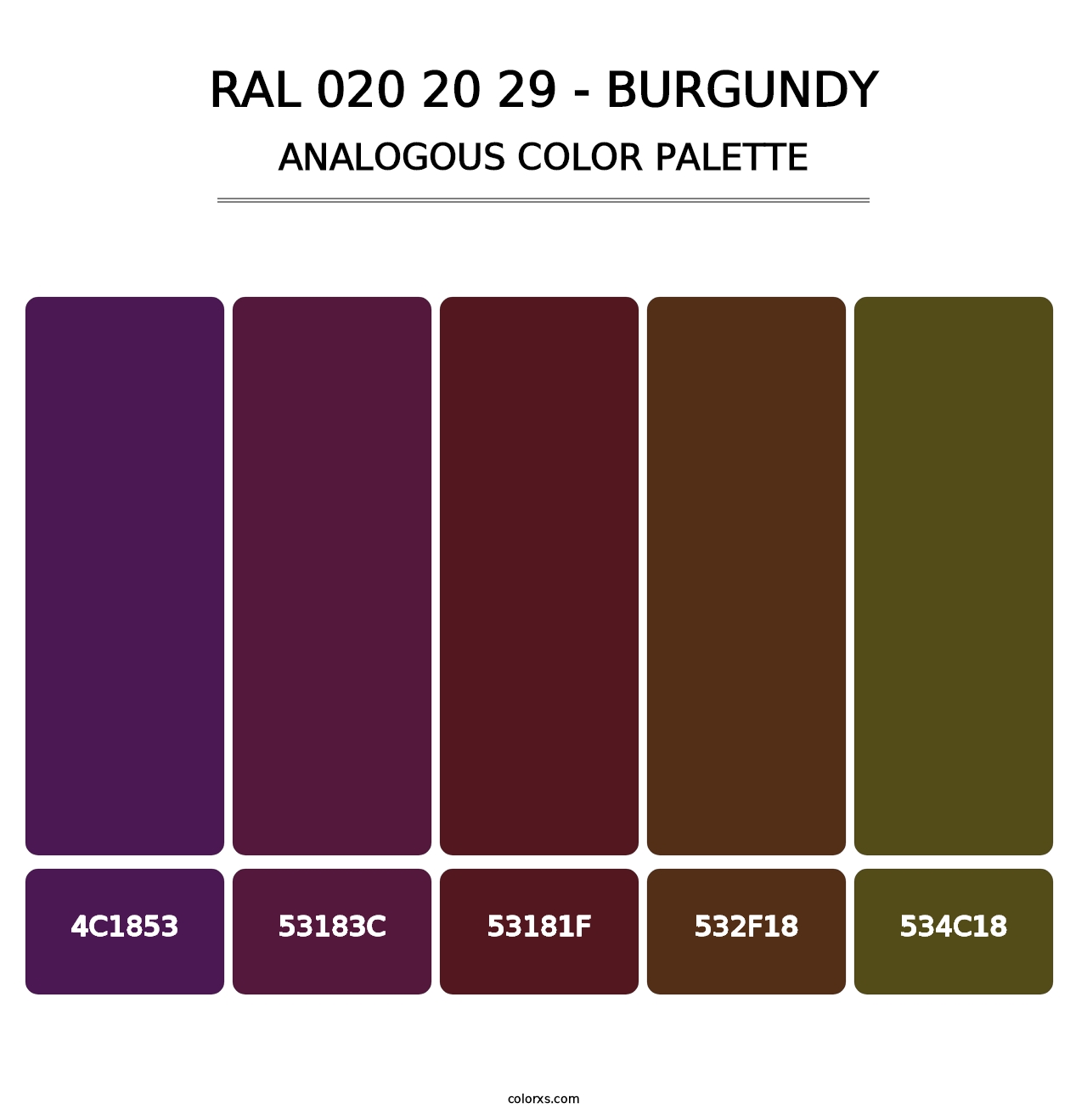 RAL 020 20 29 - Burgundy - Analogous Color Palette