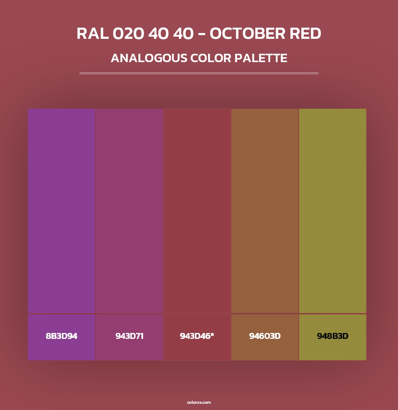 RAL 020 40 40 - October Red - Analogous Color Palette