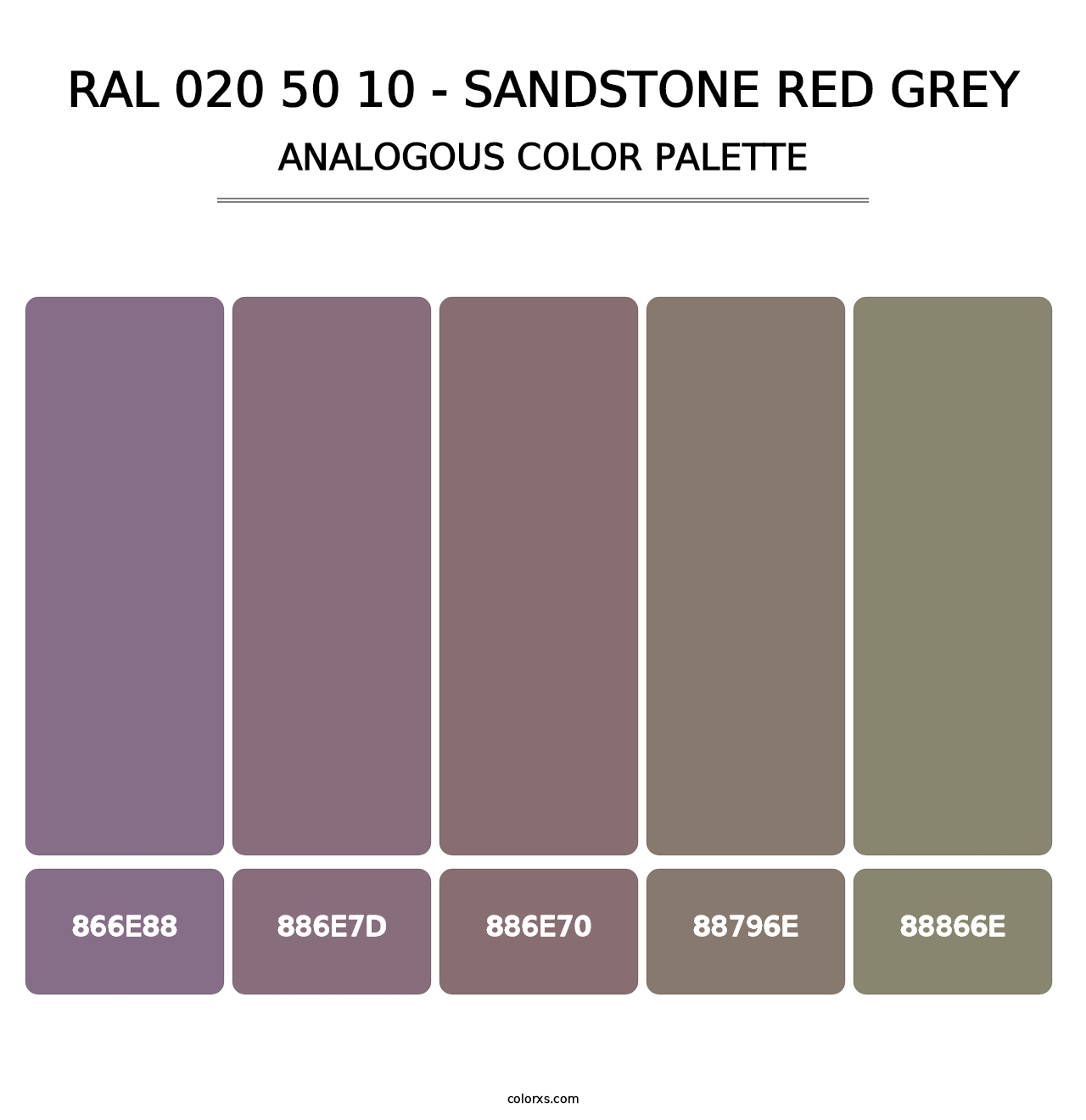 RAL 020 50 10 - Sandstone Red Grey - Analogous Color Palette