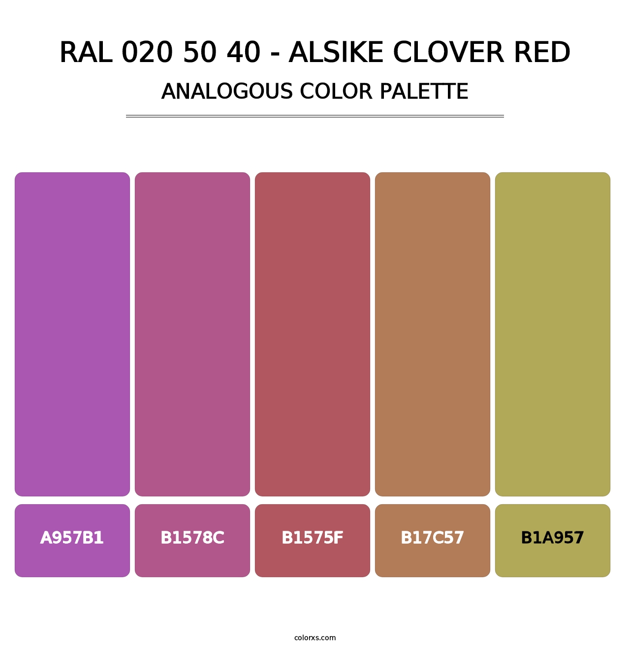 RAL 020 50 40 - Alsike Clover Red - Analogous Color Palette